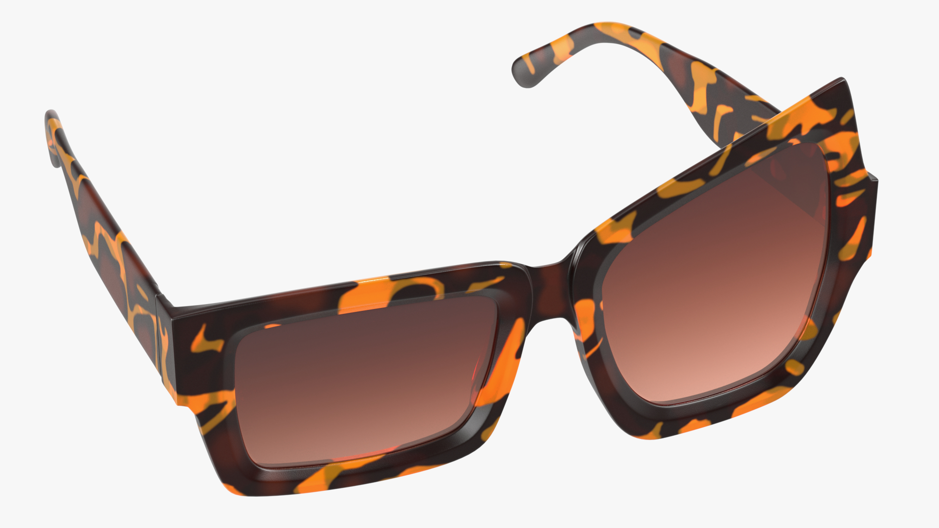 Tortoise Asymmetrical Sunglasses 3D