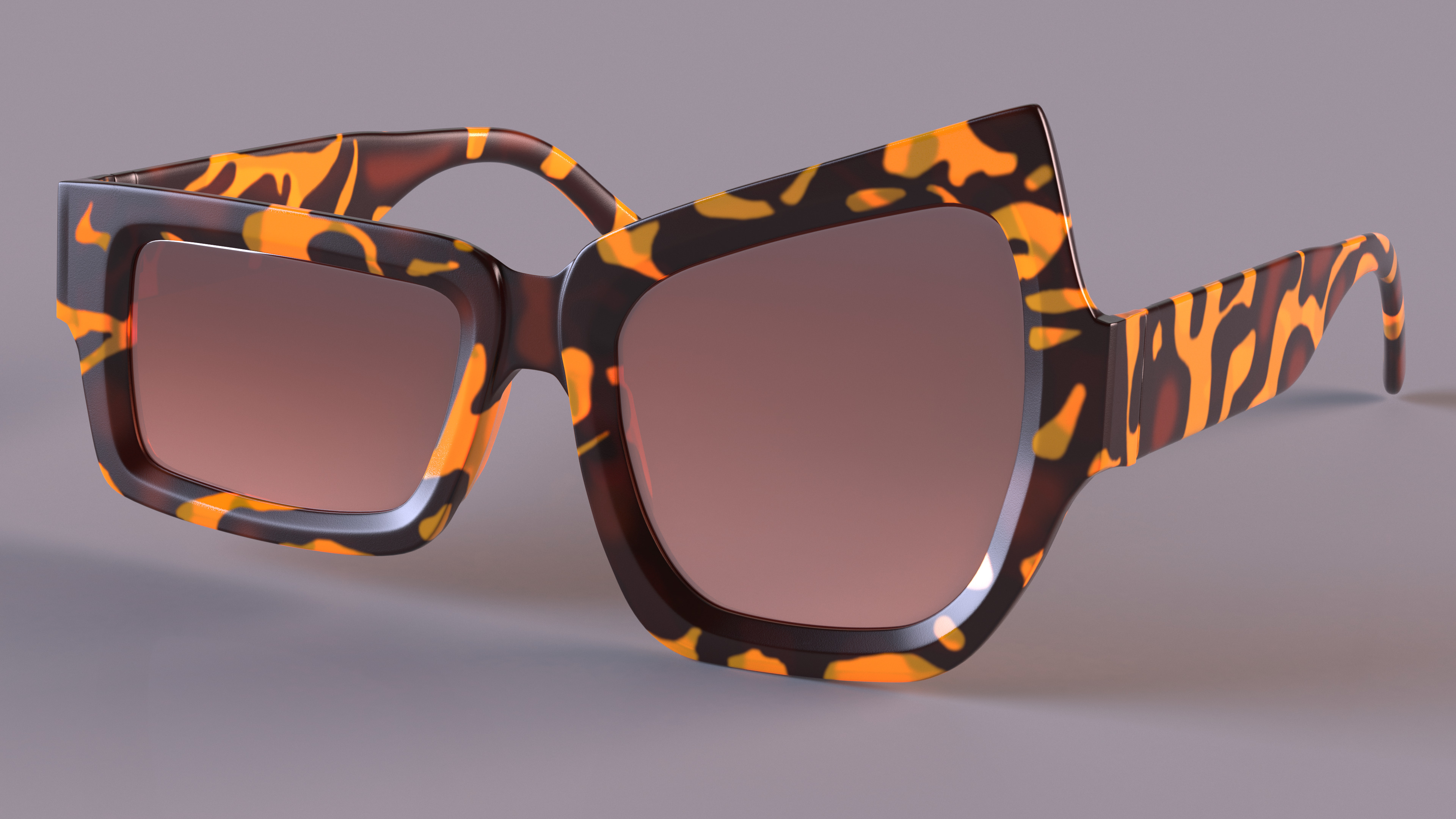 Tortoise Asymmetrical Sunglasses 3D