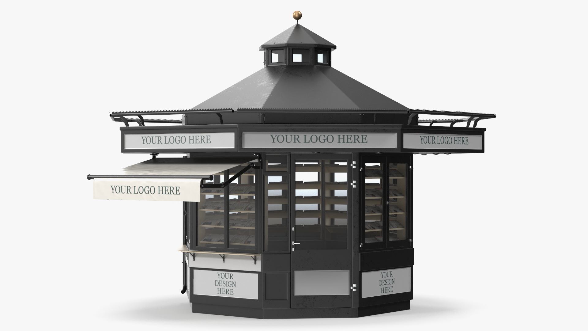 3D Newspaper Kiosk Black