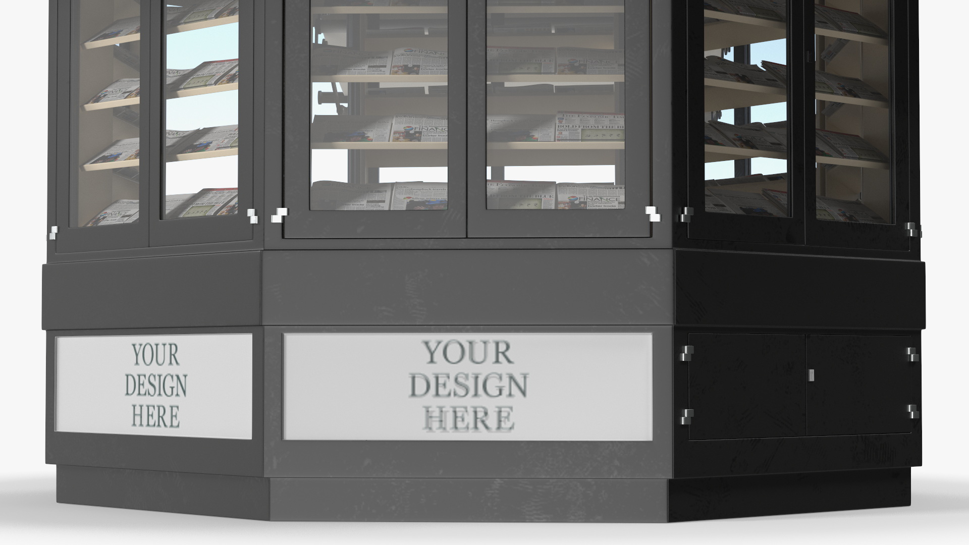 3D Newspaper Kiosk Black