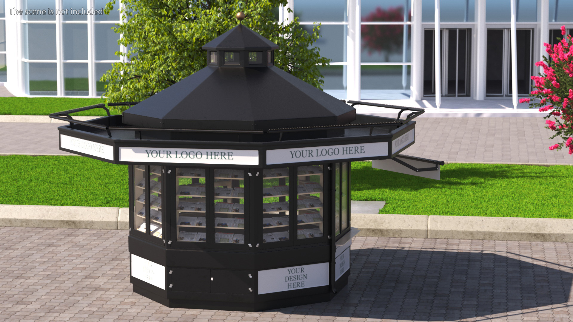 3D Newspaper Kiosk Black