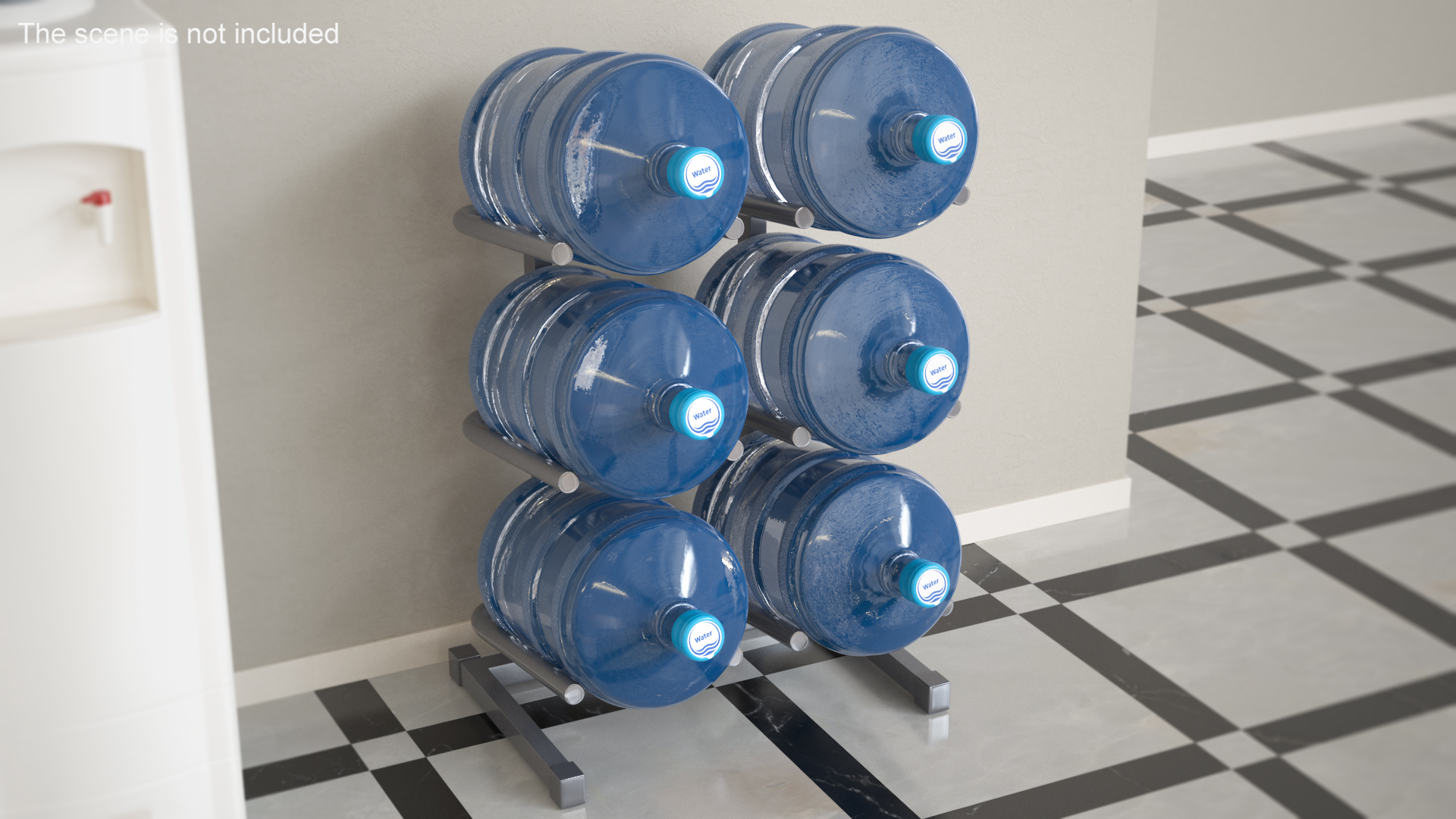 3D model Water Cooler Jug Rack for 6 Bottles Gray