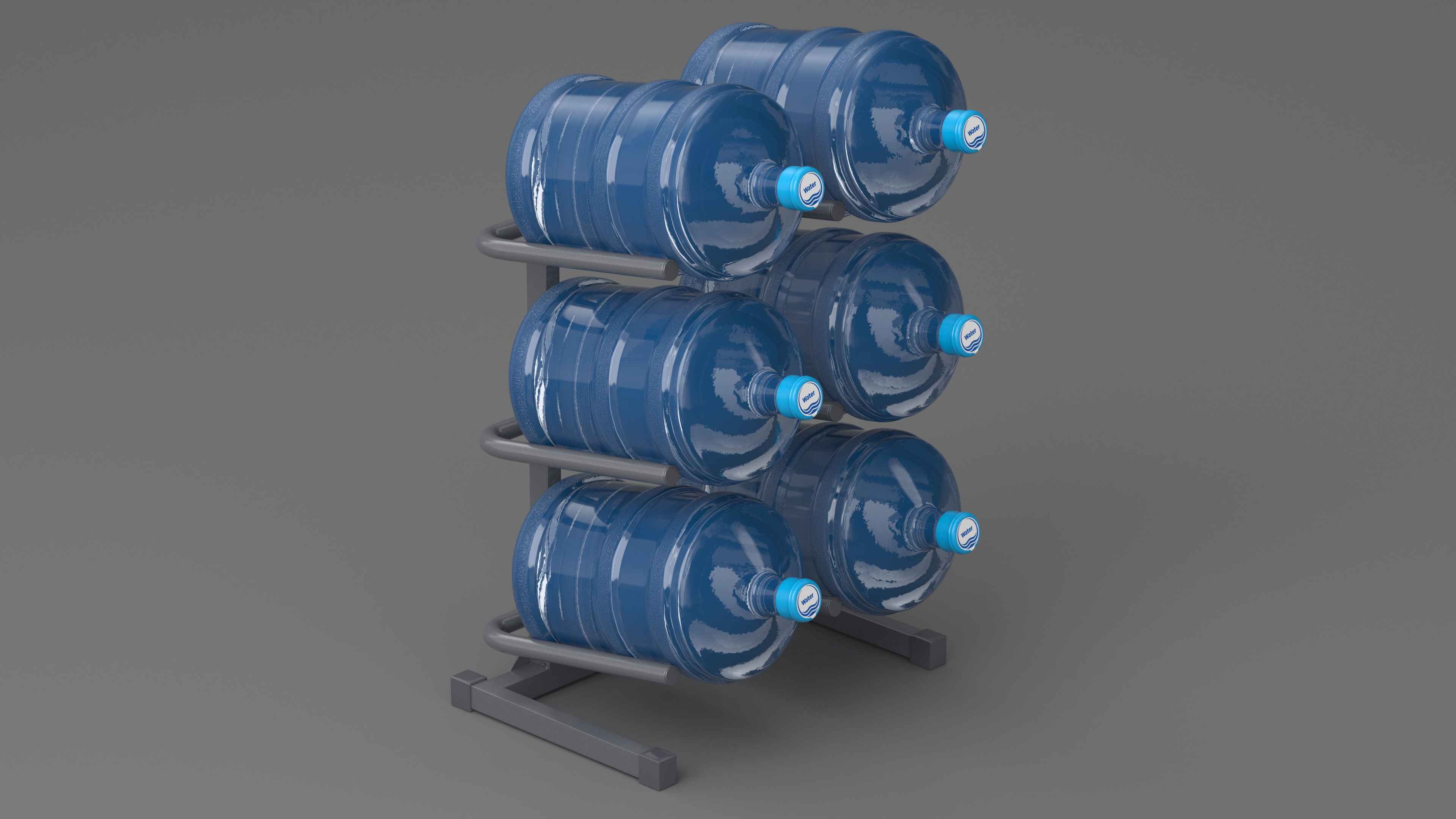 3D model Water Cooler Jug Rack for 6 Bottles Gray