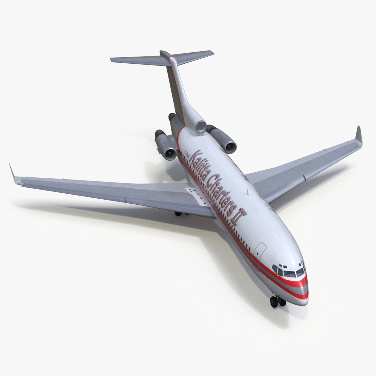 3D model Charter Boeing 727-100 Kalitta Charters Rigged for Cinema 4D