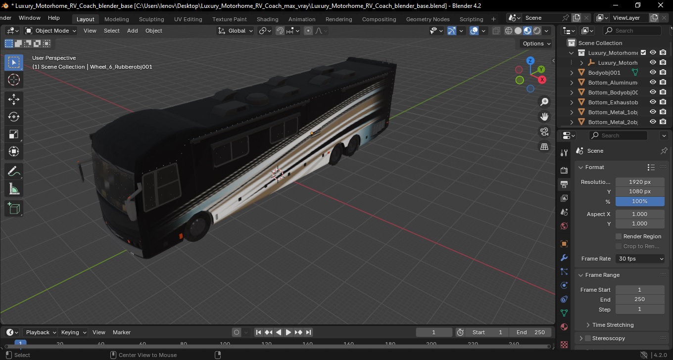 3D model Luxury Motorhome RV Coach