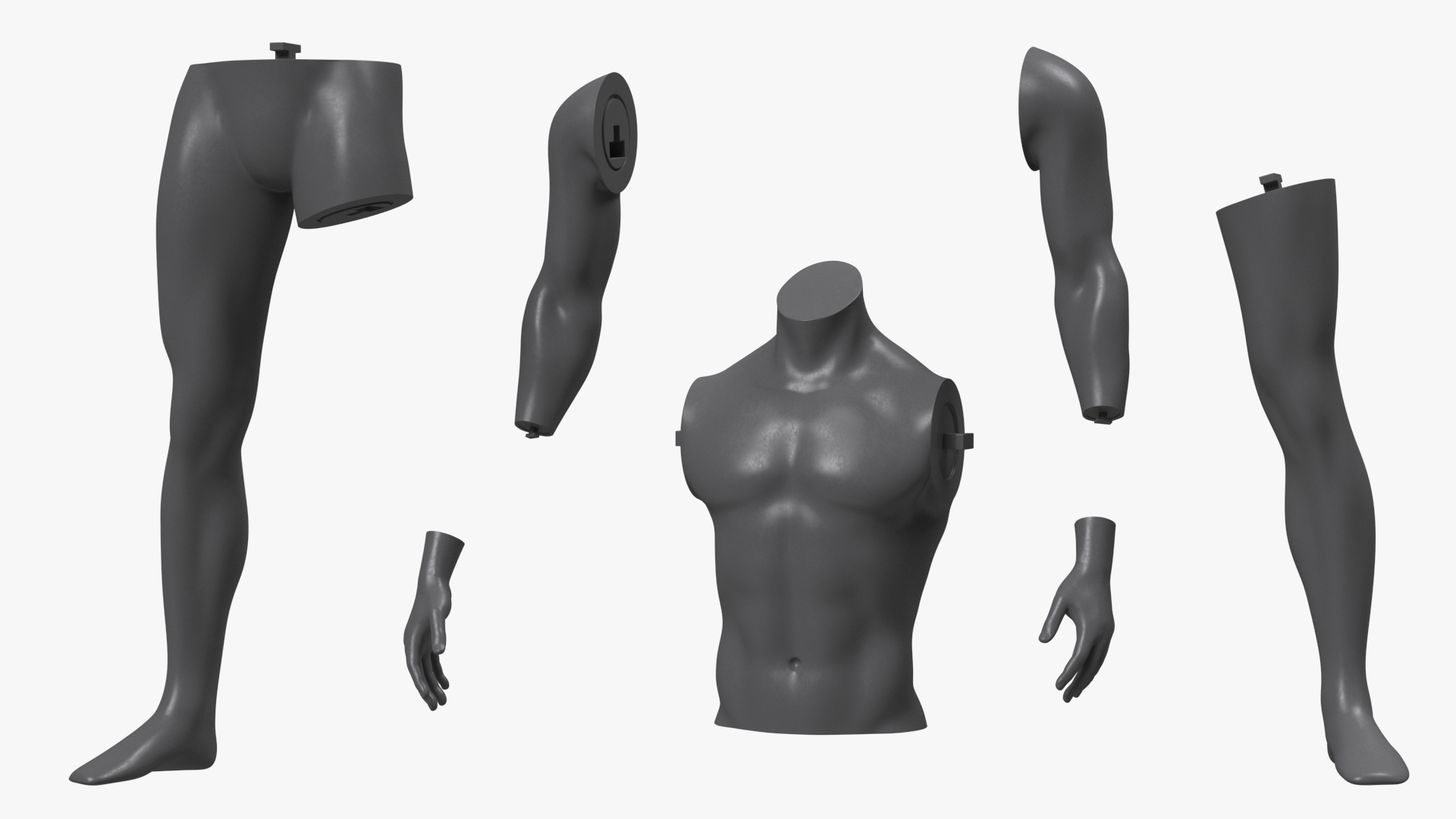 Sports Mannequin Male Black 3D