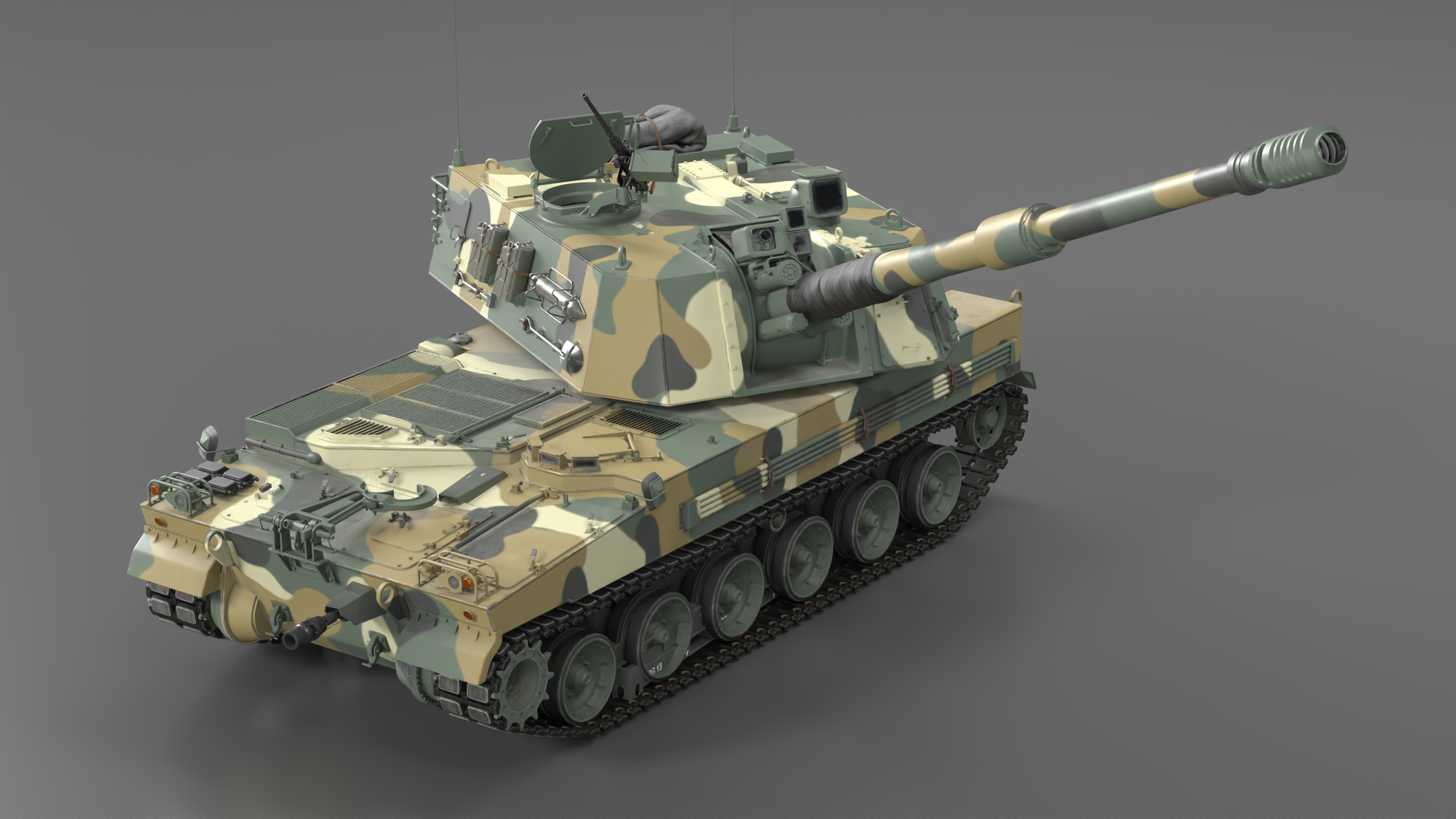 K9 Thunder South Korean Howitzer Rigged 3D model