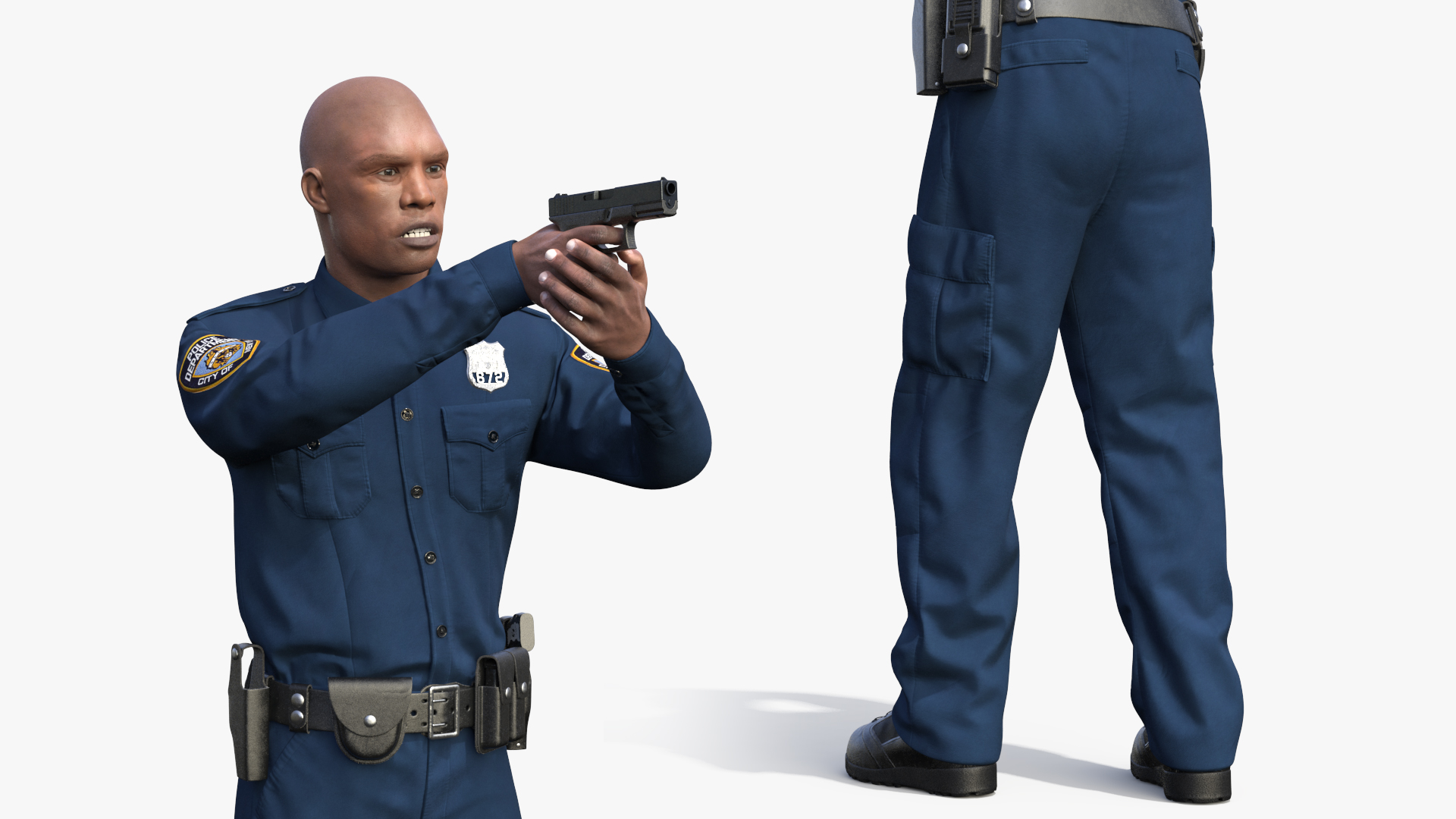 NYPD Cop Aiming with Gun 3D model