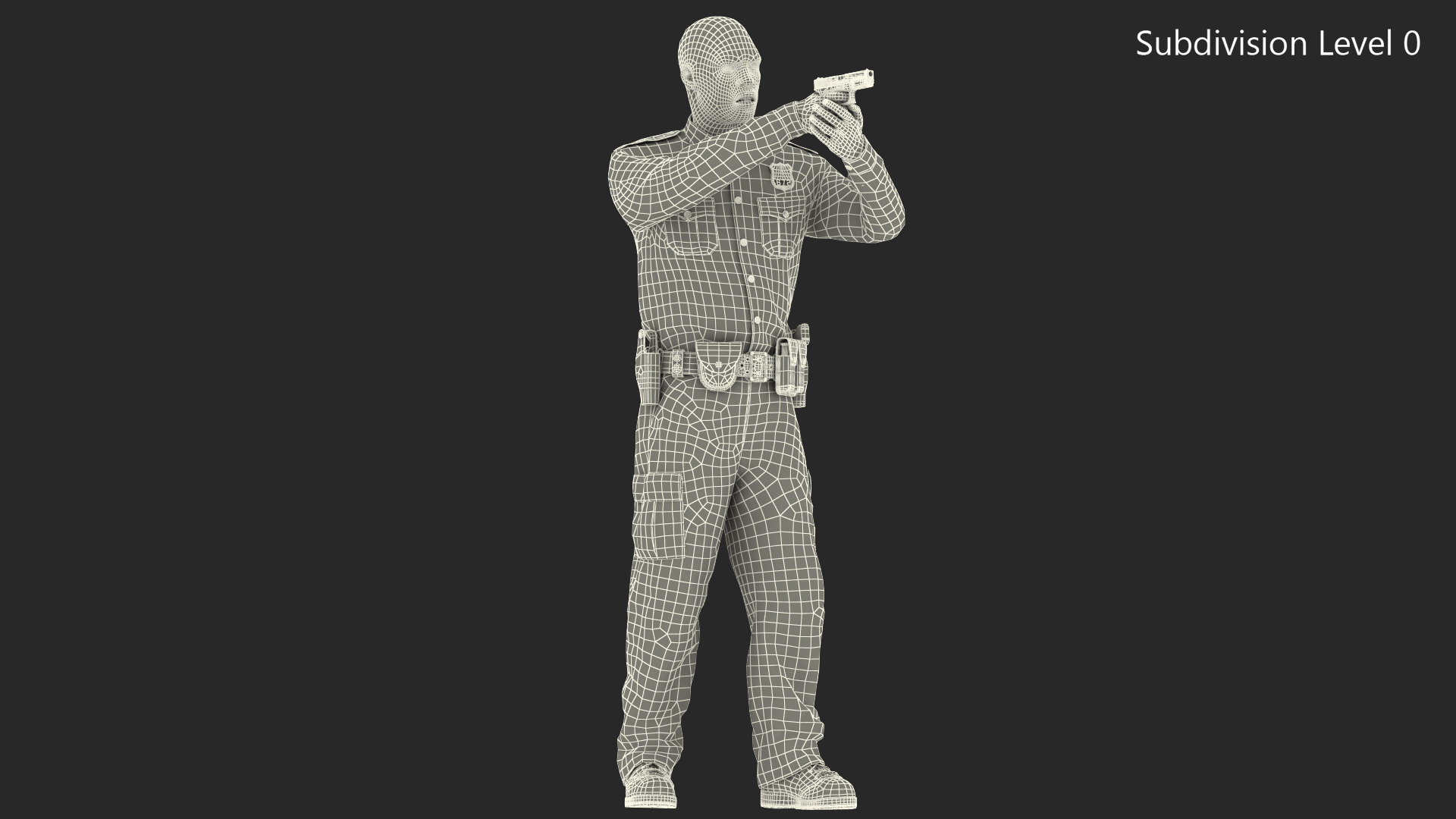 NYPD Cop Aiming with Gun 3D model