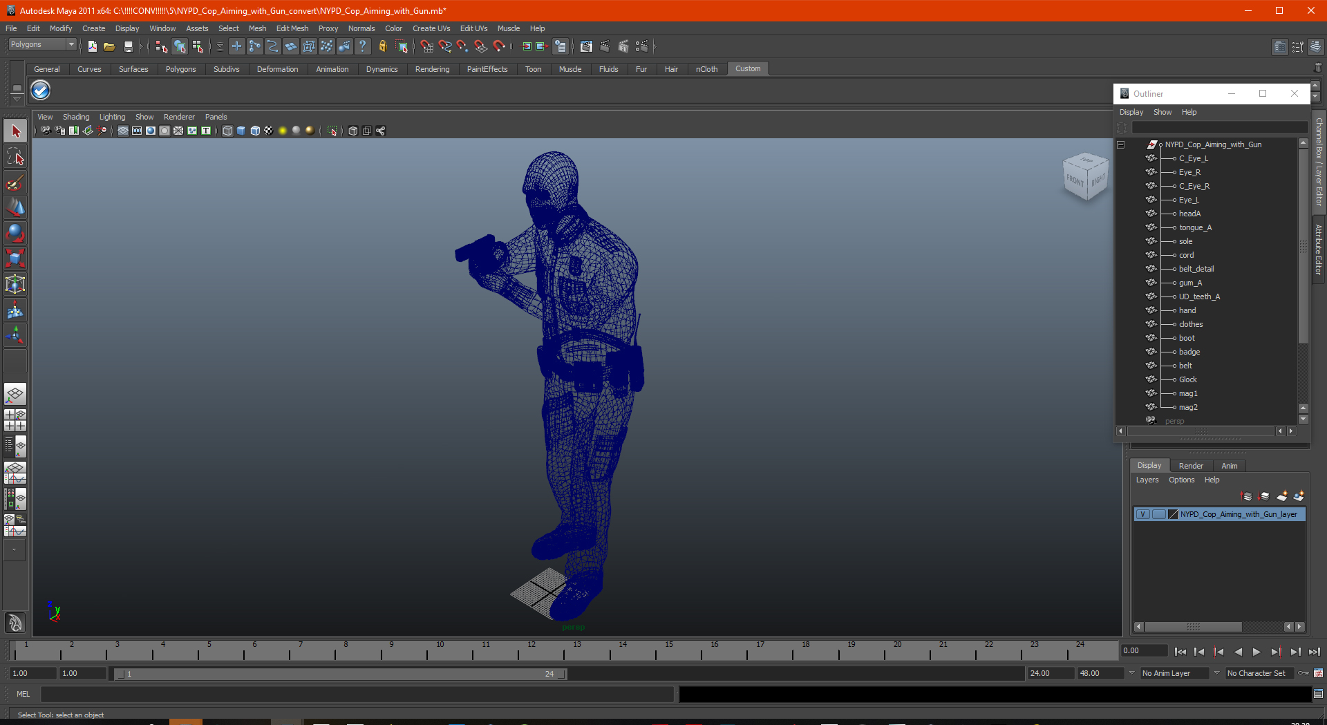 NYPD Cop Aiming with Gun 3D model