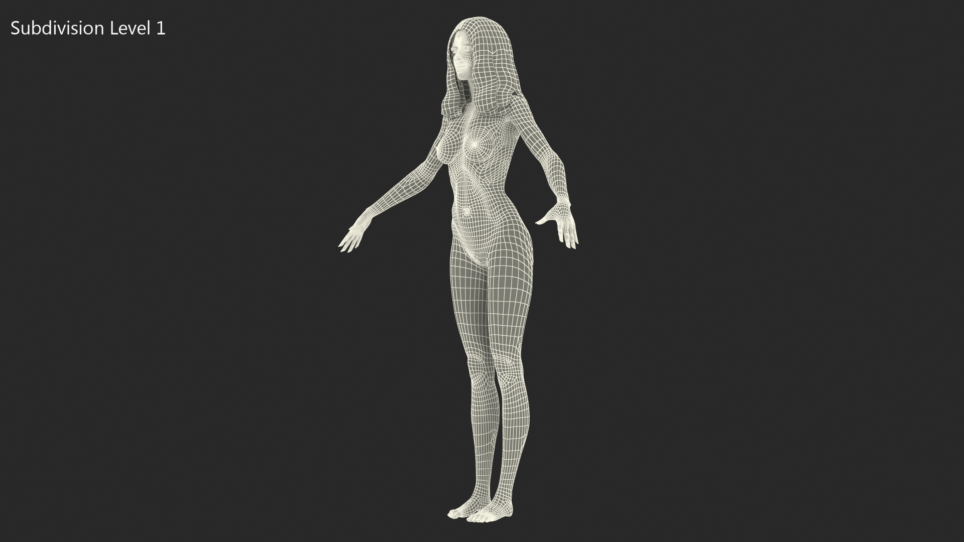 Nude Woman T-Pose 3D