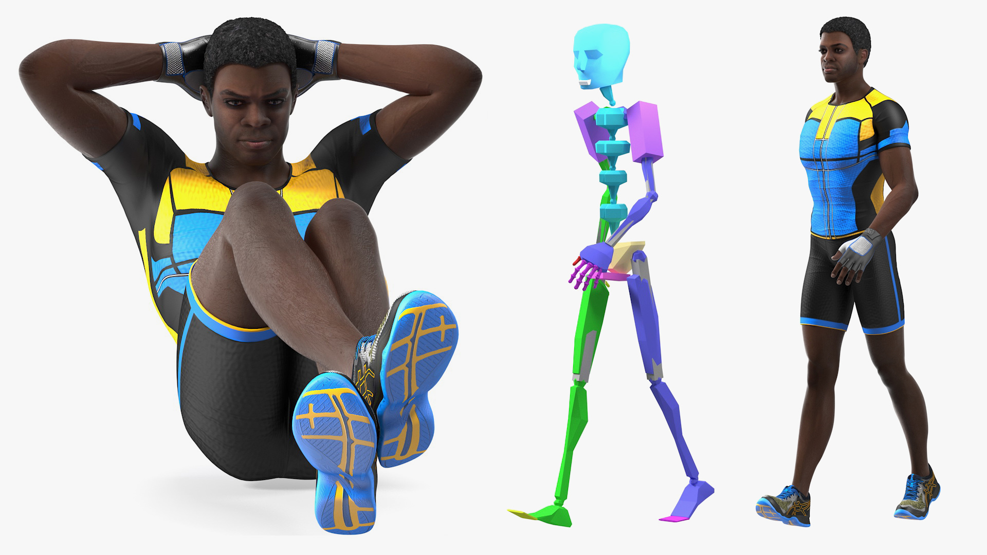 African American Fitness Instructor Rigged 3D