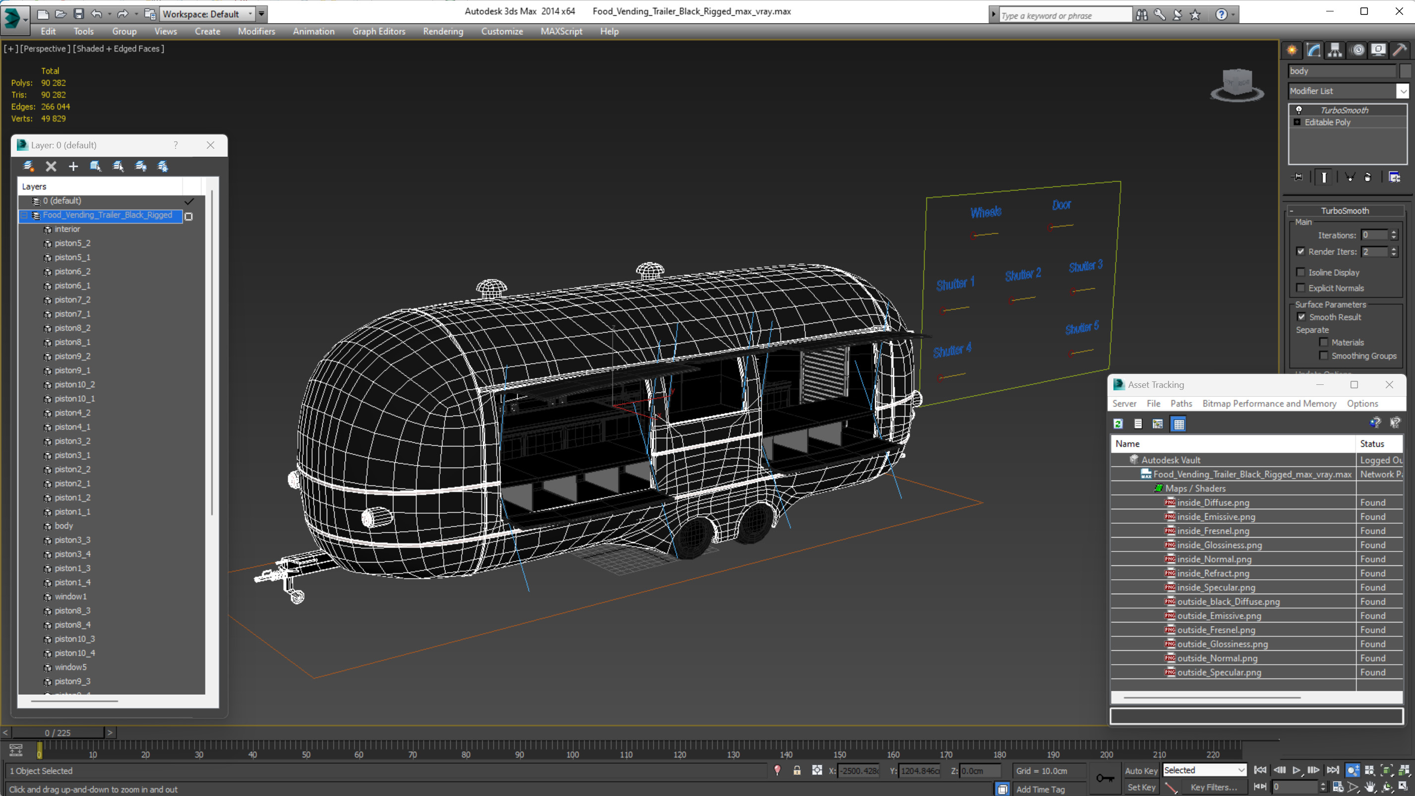 3D Food Vending Trailer Black Rigged model