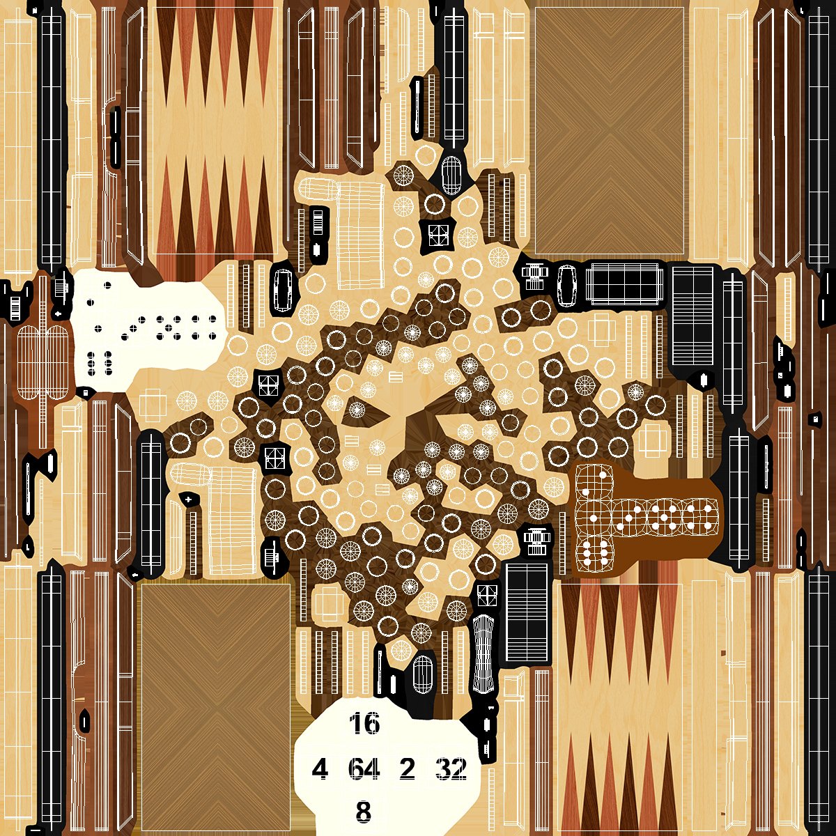 Folded Backgammon Case 3D