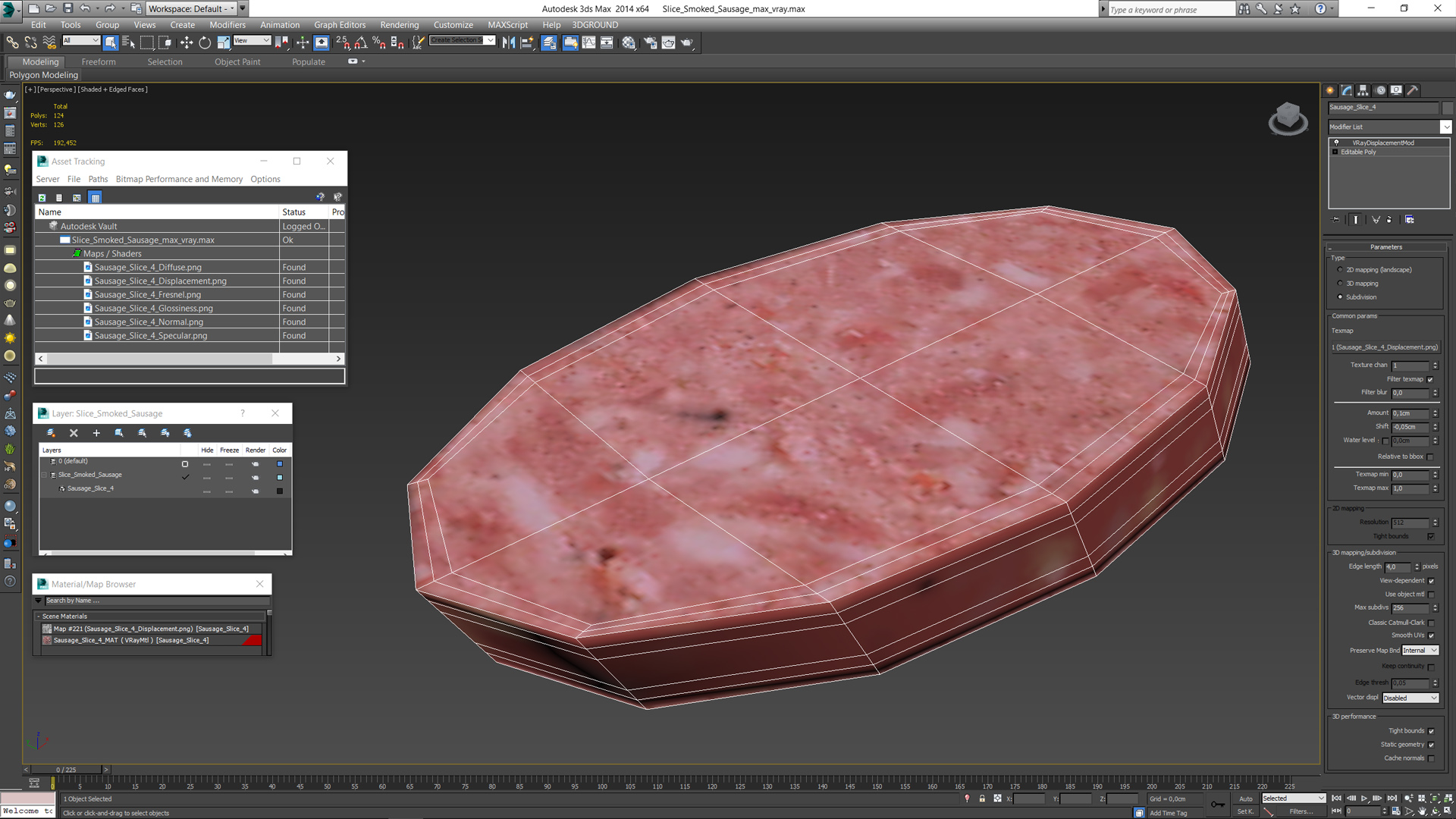 3D model Slice Smoked Sausage