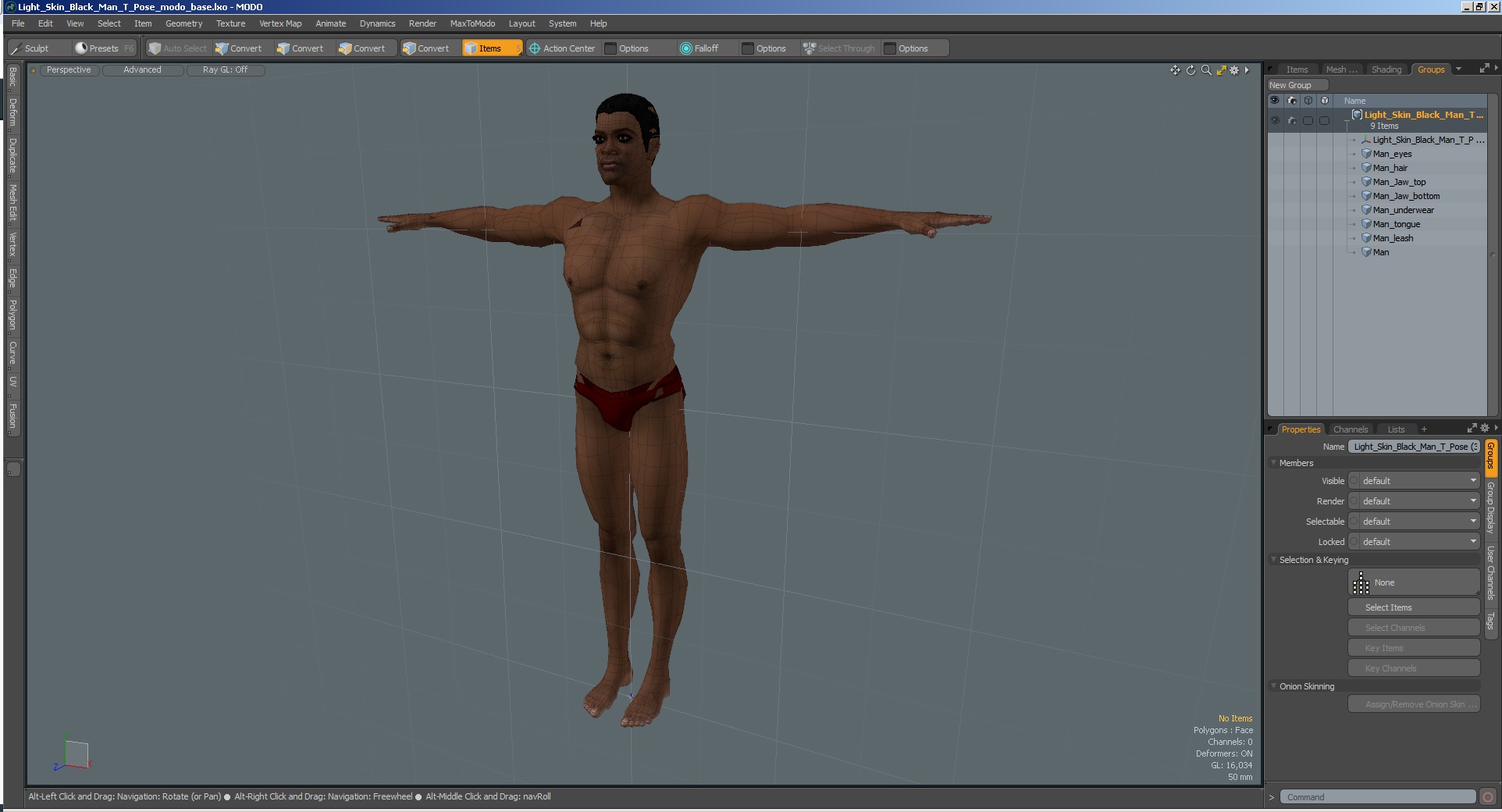 Light Skin Black Man T Pose 3D