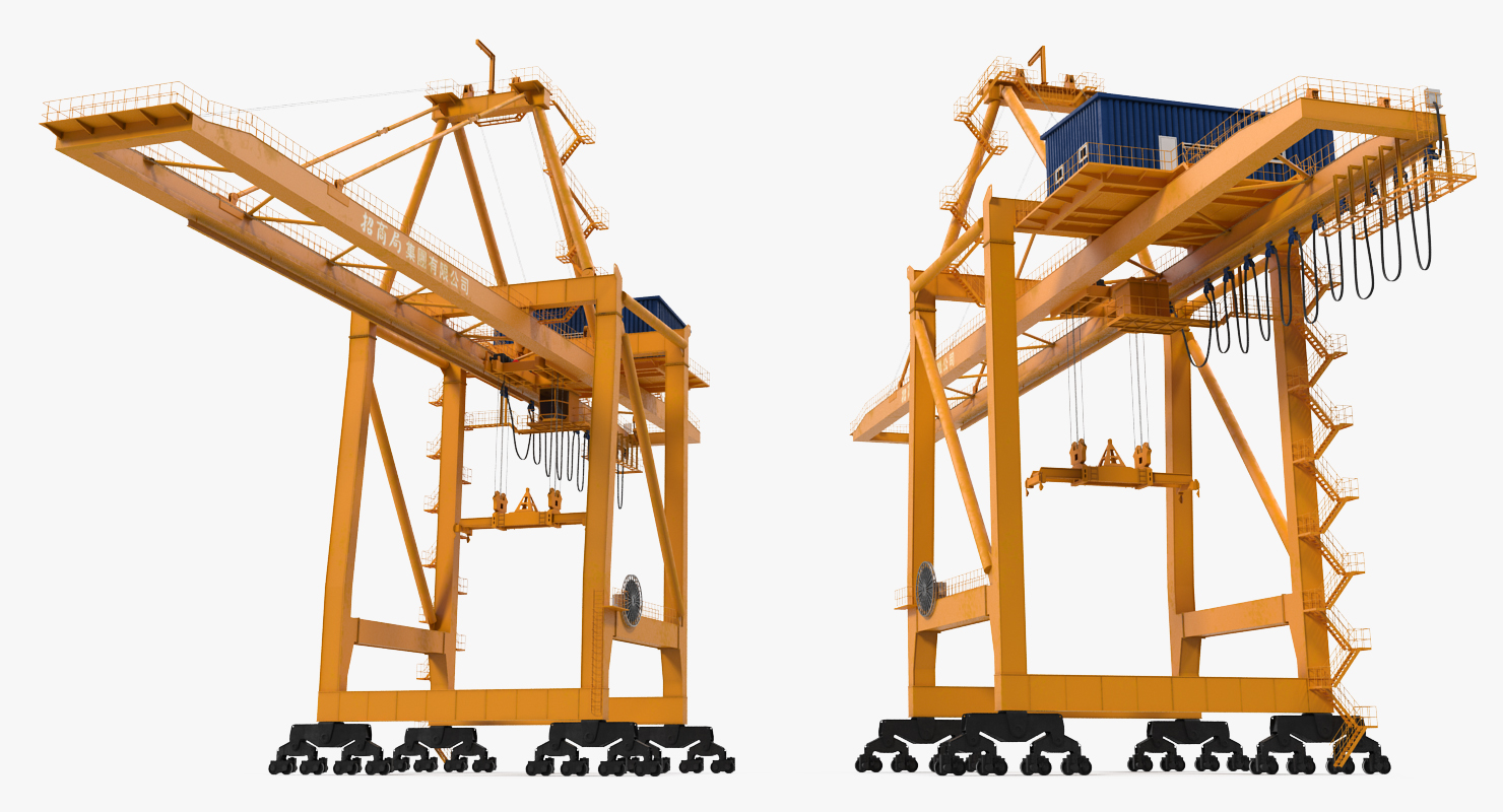 3D Container Handling Gantry Crane Orange model