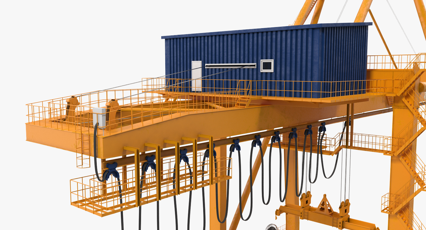 3D Container Handling Gantry Crane Orange model