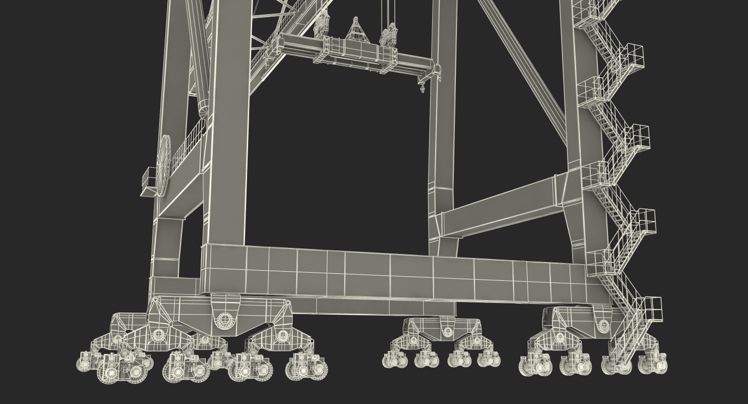 3D Container Handling Gantry Crane Orange model