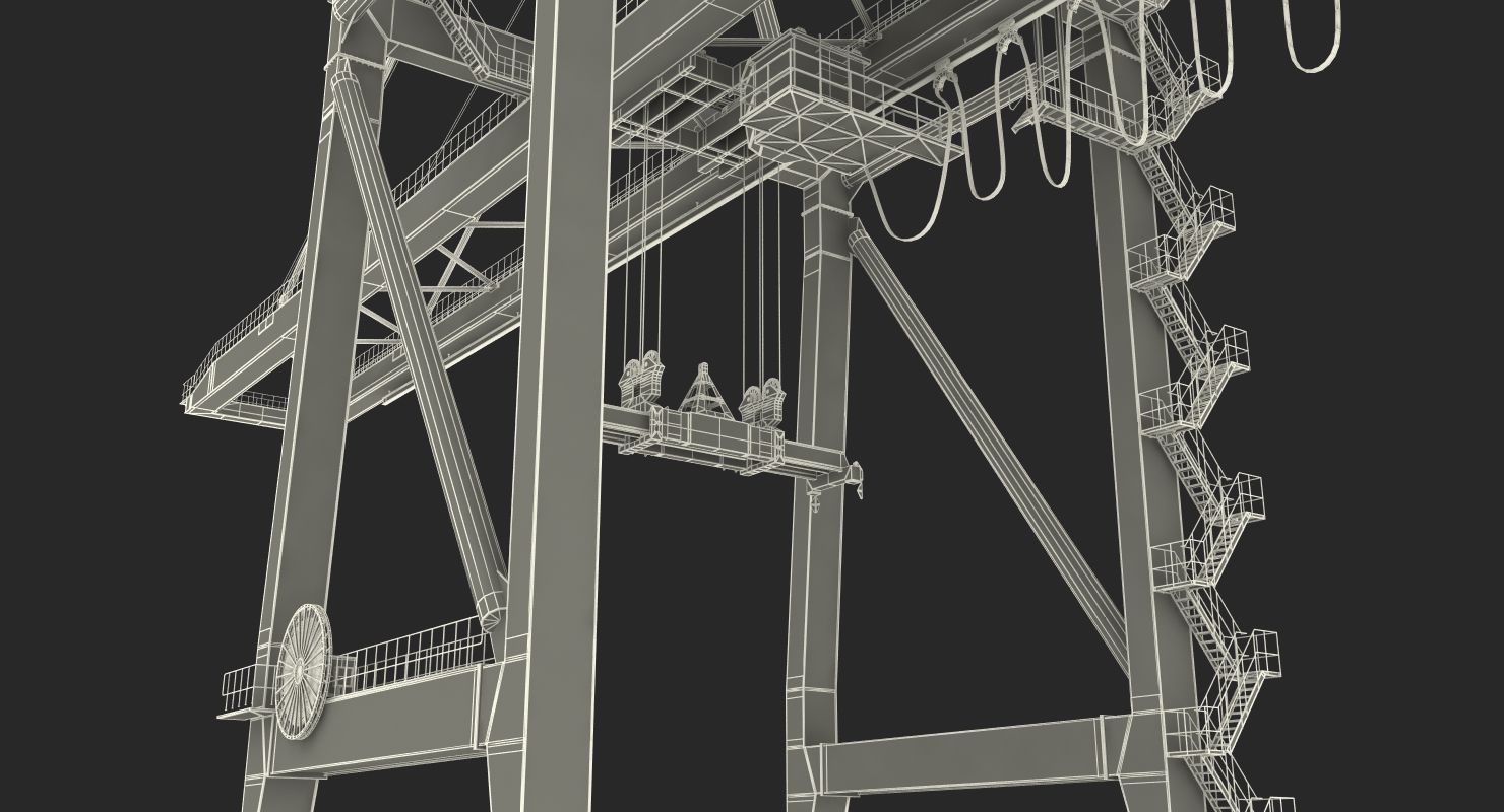 3D Container Handling Gantry Crane Orange model