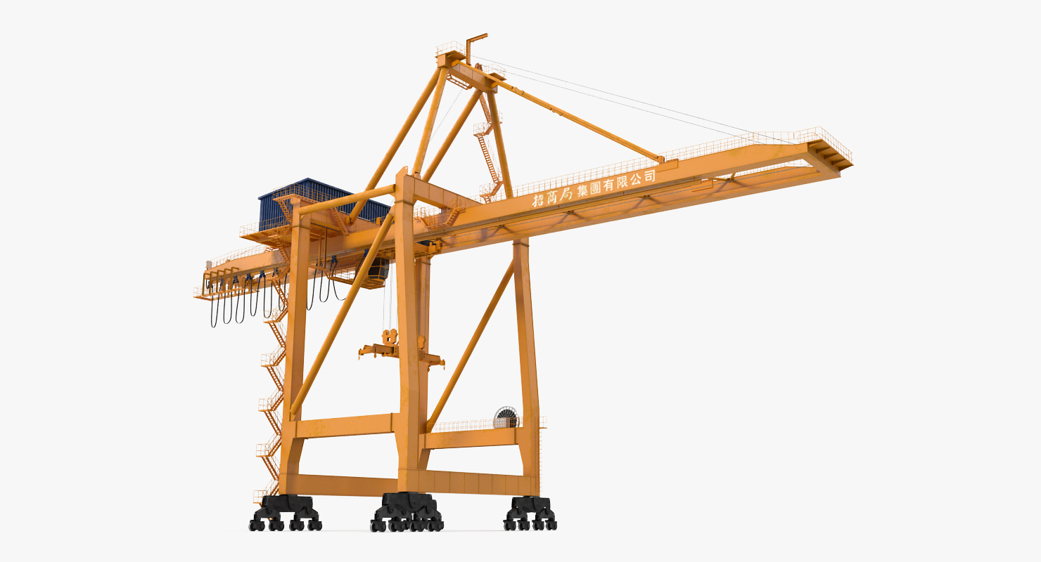 3D Container Handling Gantry Crane Orange model