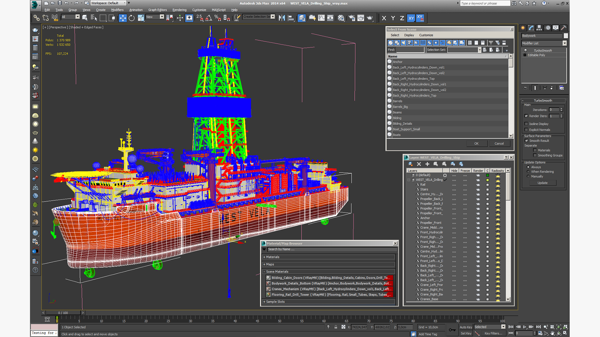 3D WEST VELA Drilling Ship model