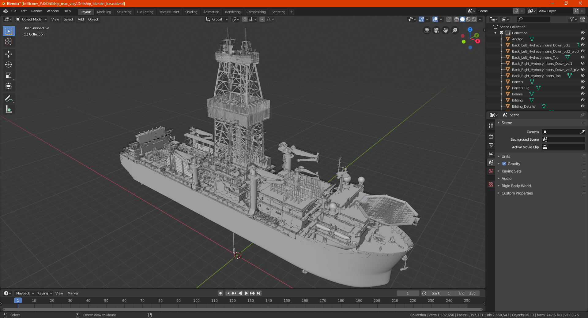 3D WEST VELA Drilling Ship model