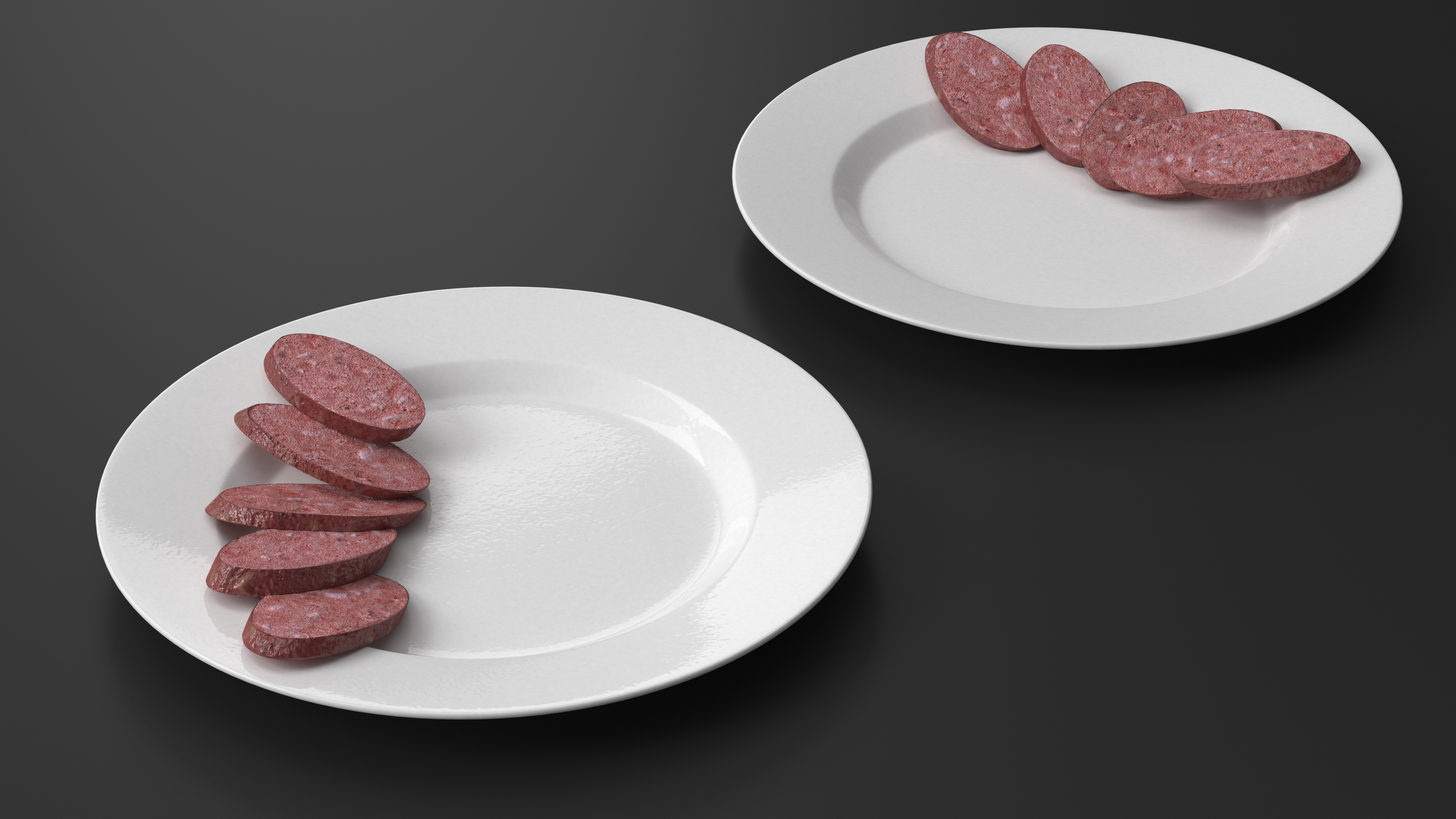 3D Smoked Sausage on Plate model