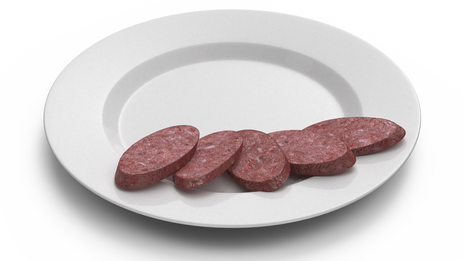 3D Smoked Sausage on Plate model