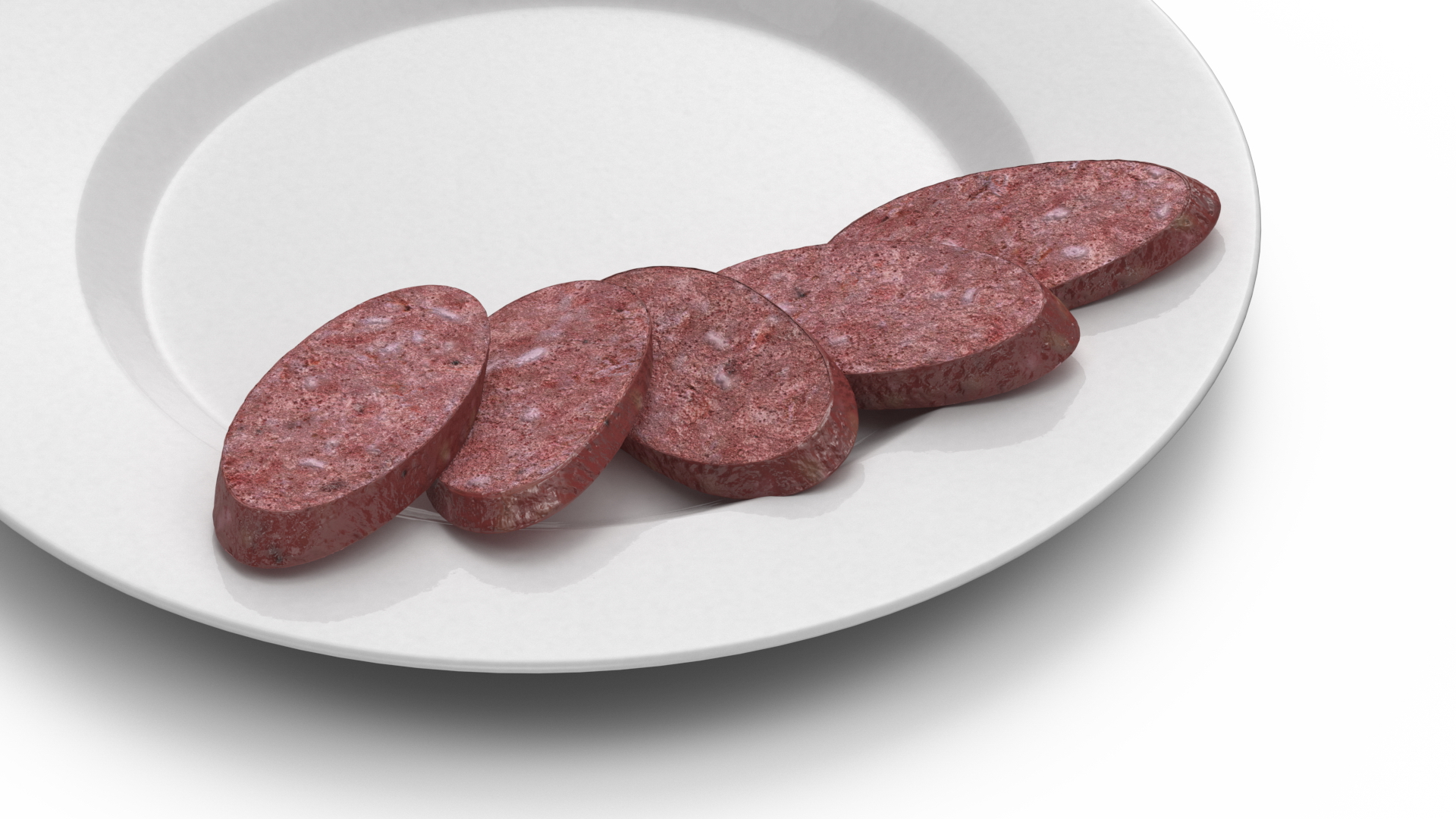 3D Smoked Sausage on Plate model