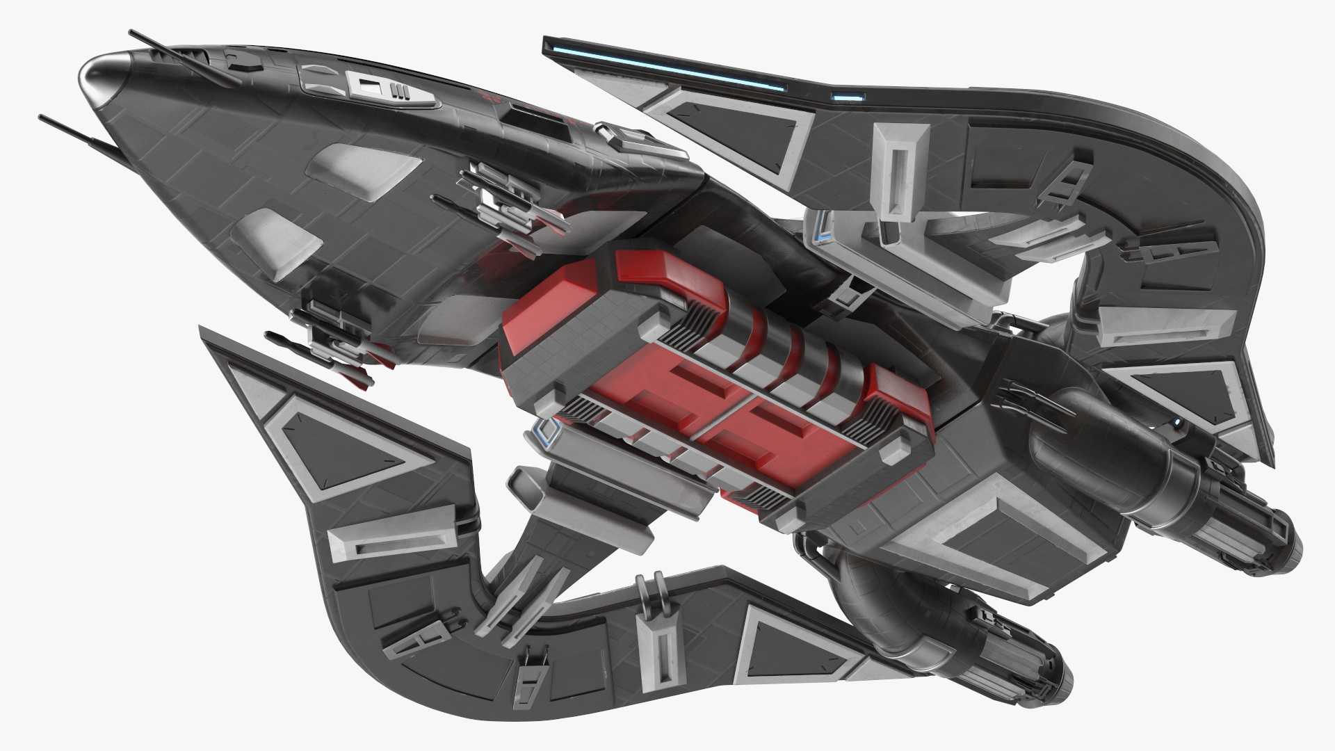 Sci-Fi Space Fighter Craft Black 3D