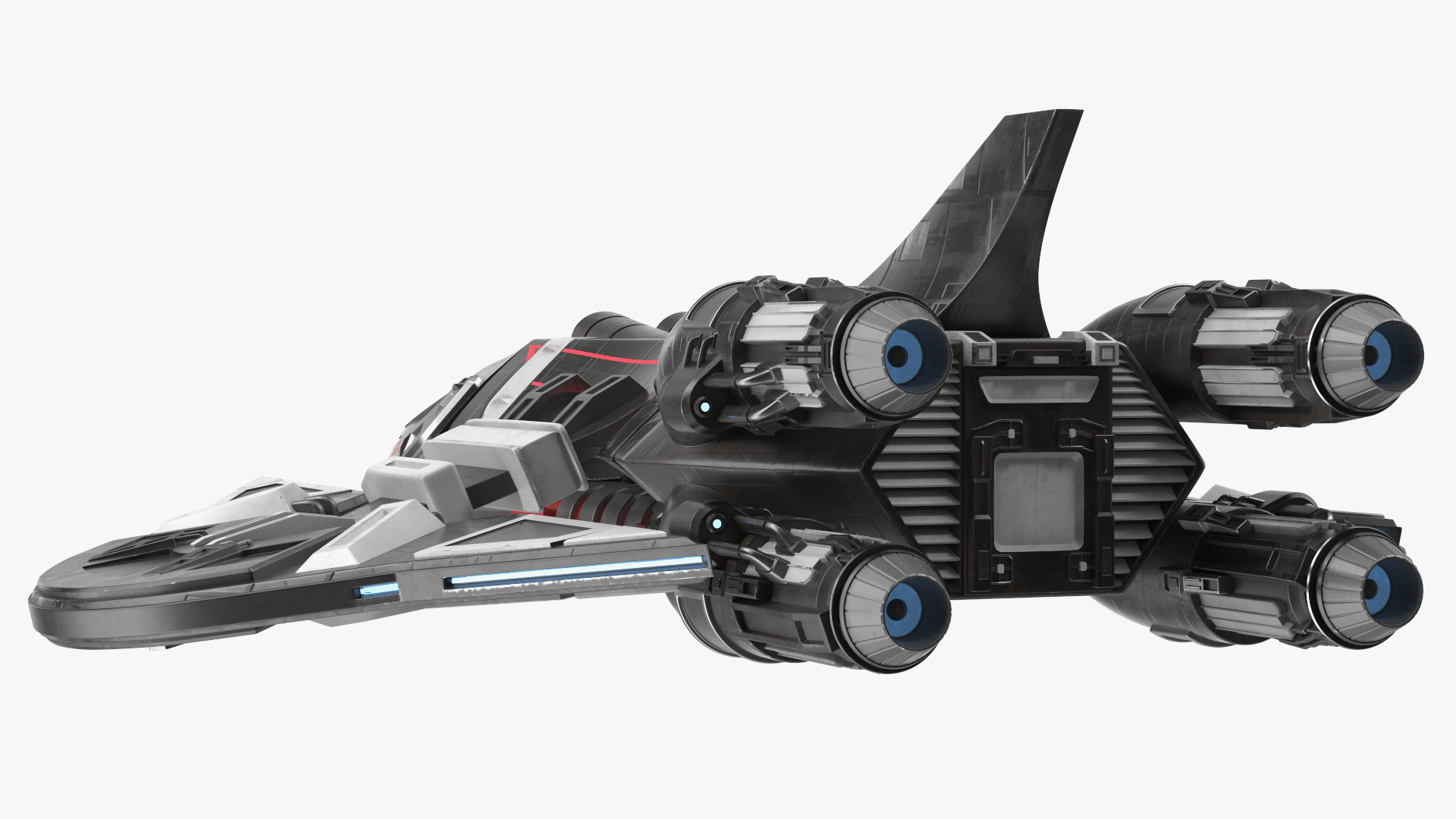 Sci-Fi Space Fighter Craft Black 3D