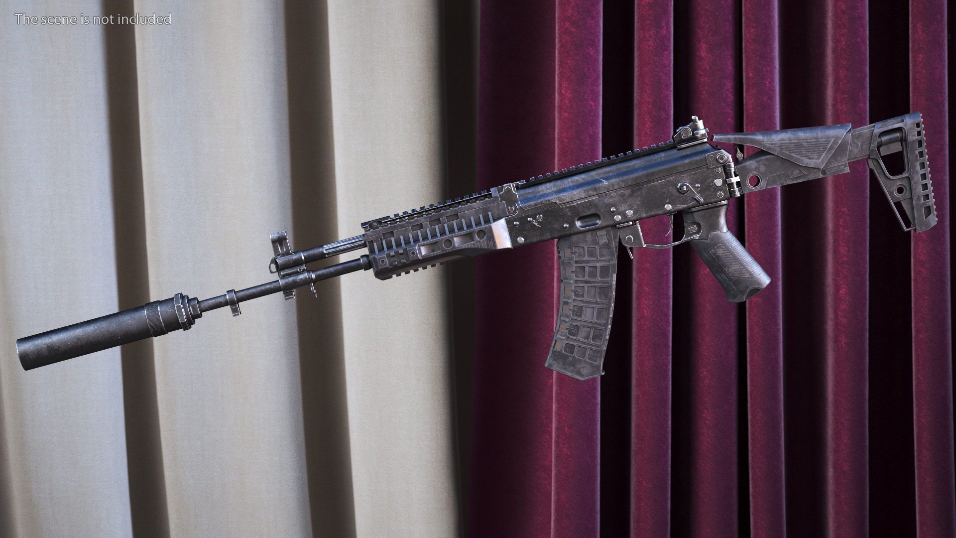 3D Shabby AK-12 Silenced Assault Weapon