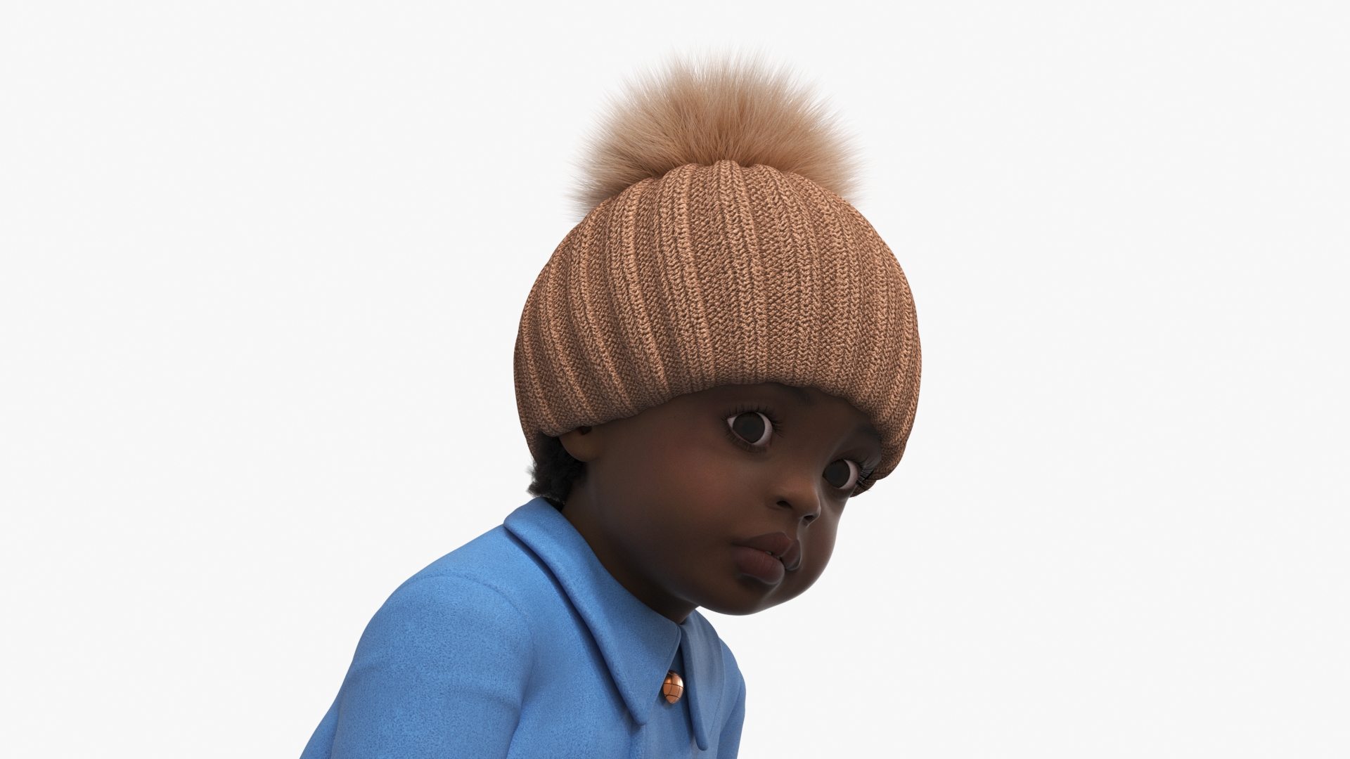 3D model African Baby Girl Light Skin Outdoor Style Crawling Fur