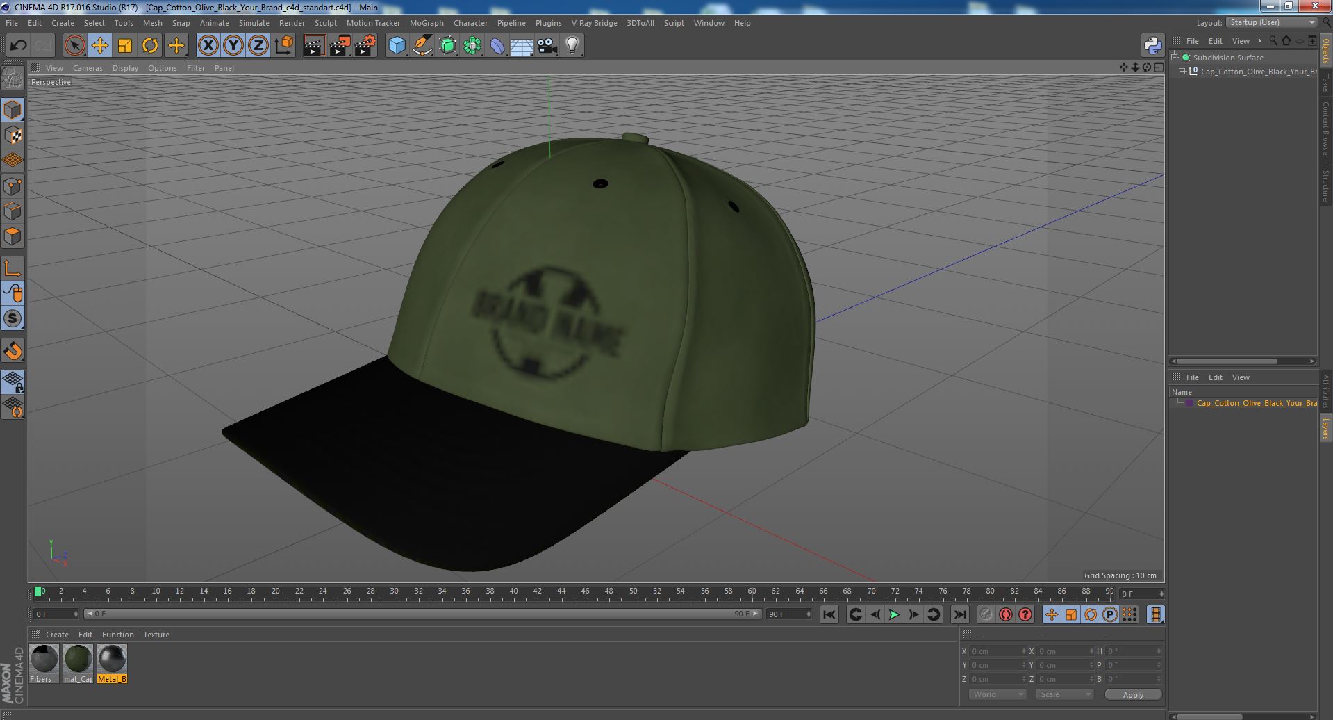 3D Cap Cotton Olive Black Your Brand model