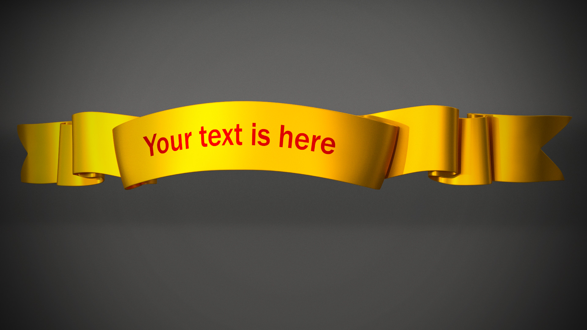 3D Golden Label Ribbon Banner