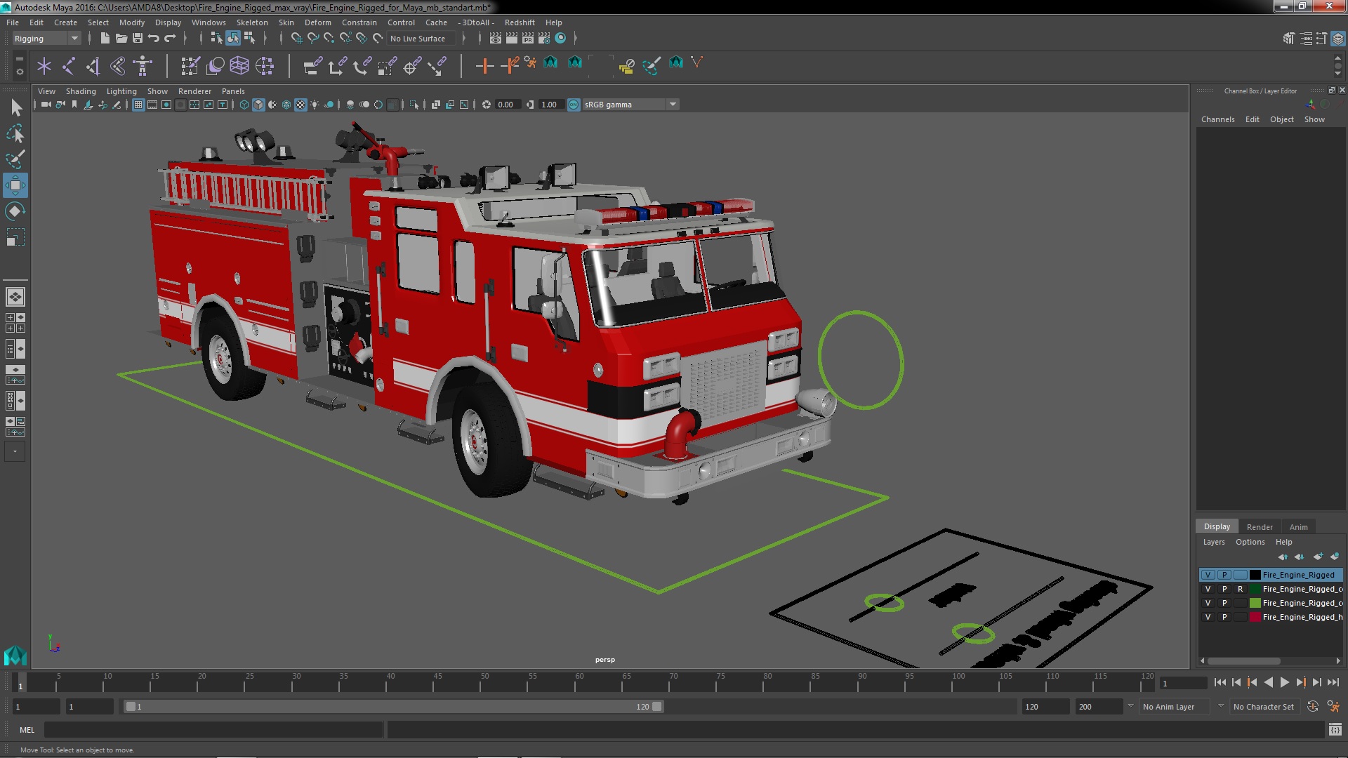 Fire Engine Rigged for Maya 3D