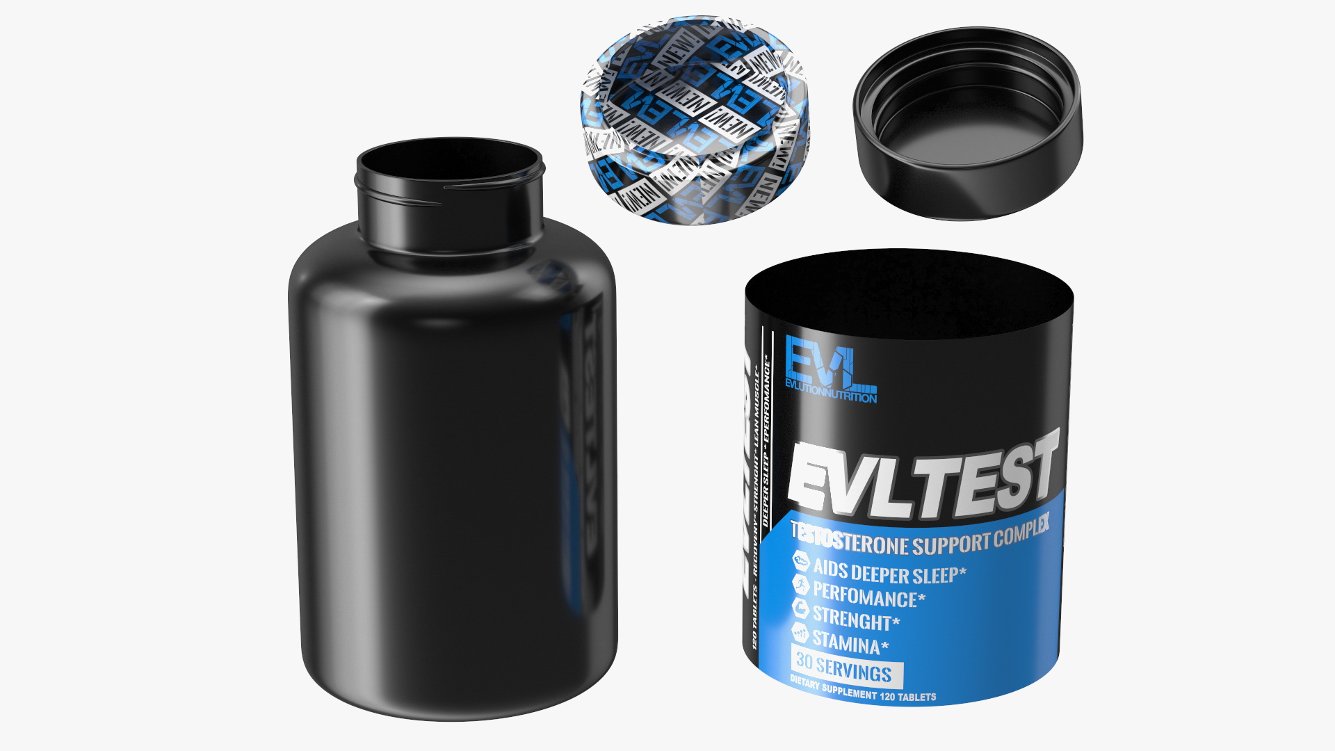 3D EvlTest Testosterone Booster model