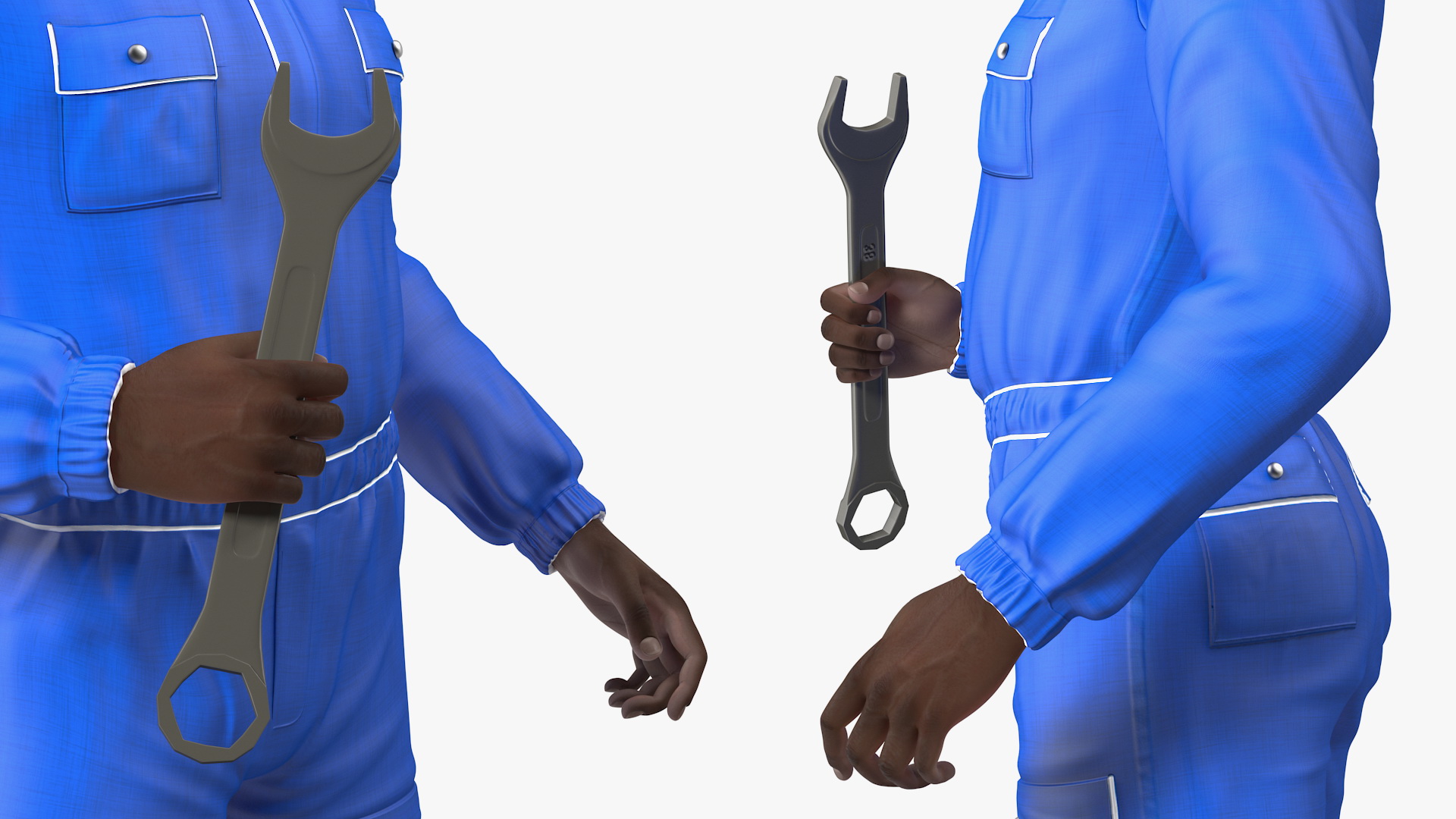 3D Dark Skin Black Car Mechanic model