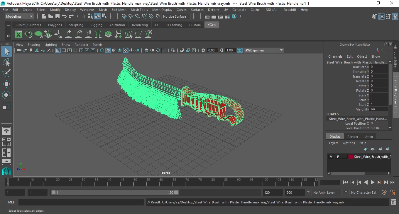 3D Steel Wire Brush with Plastic Handle