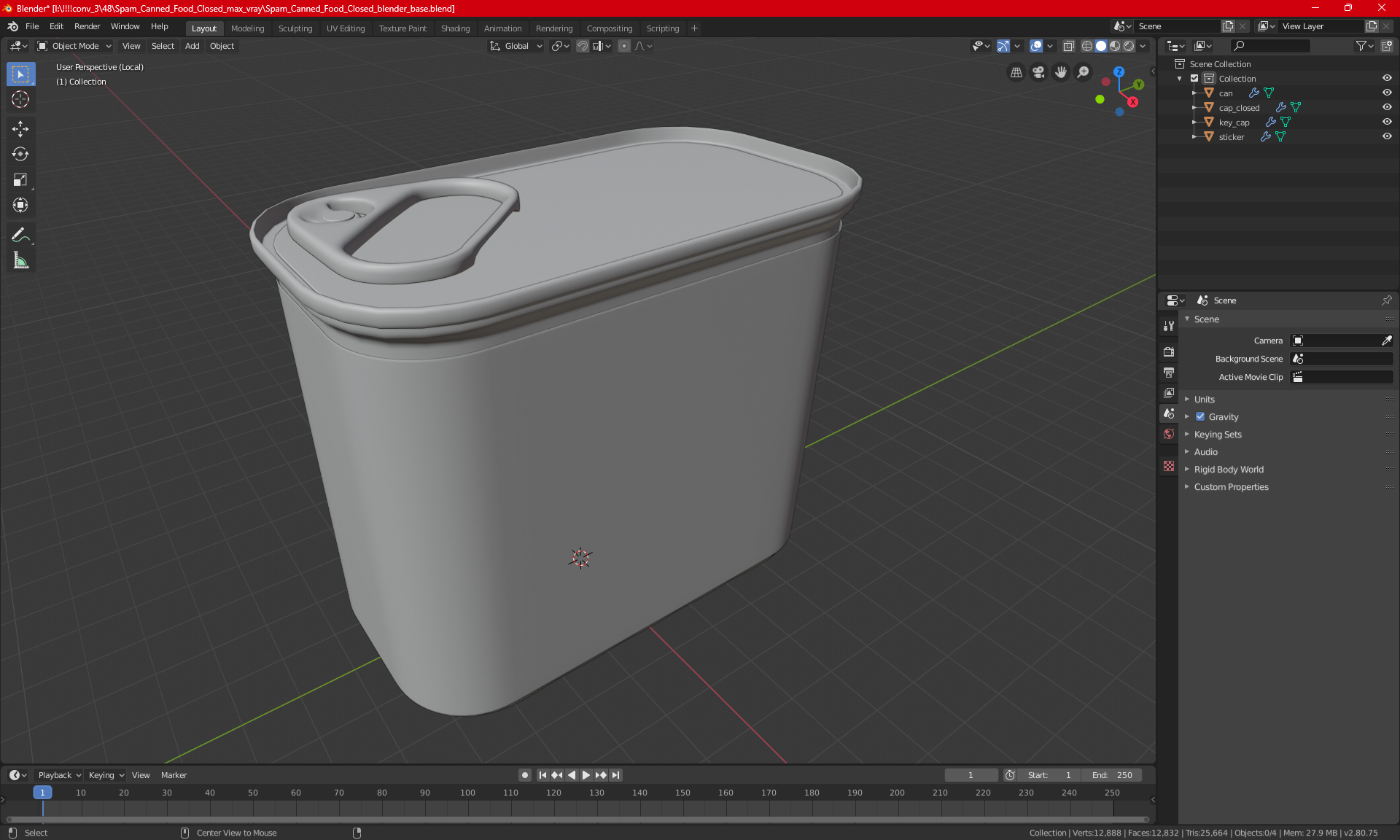 3D Spam Canned Food Closed model