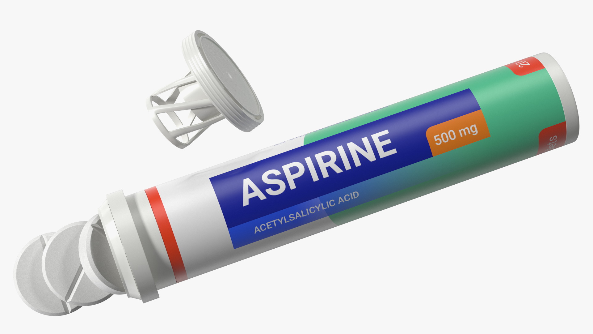 Aspirine Effervescent Package 25 Tabs Open 3D