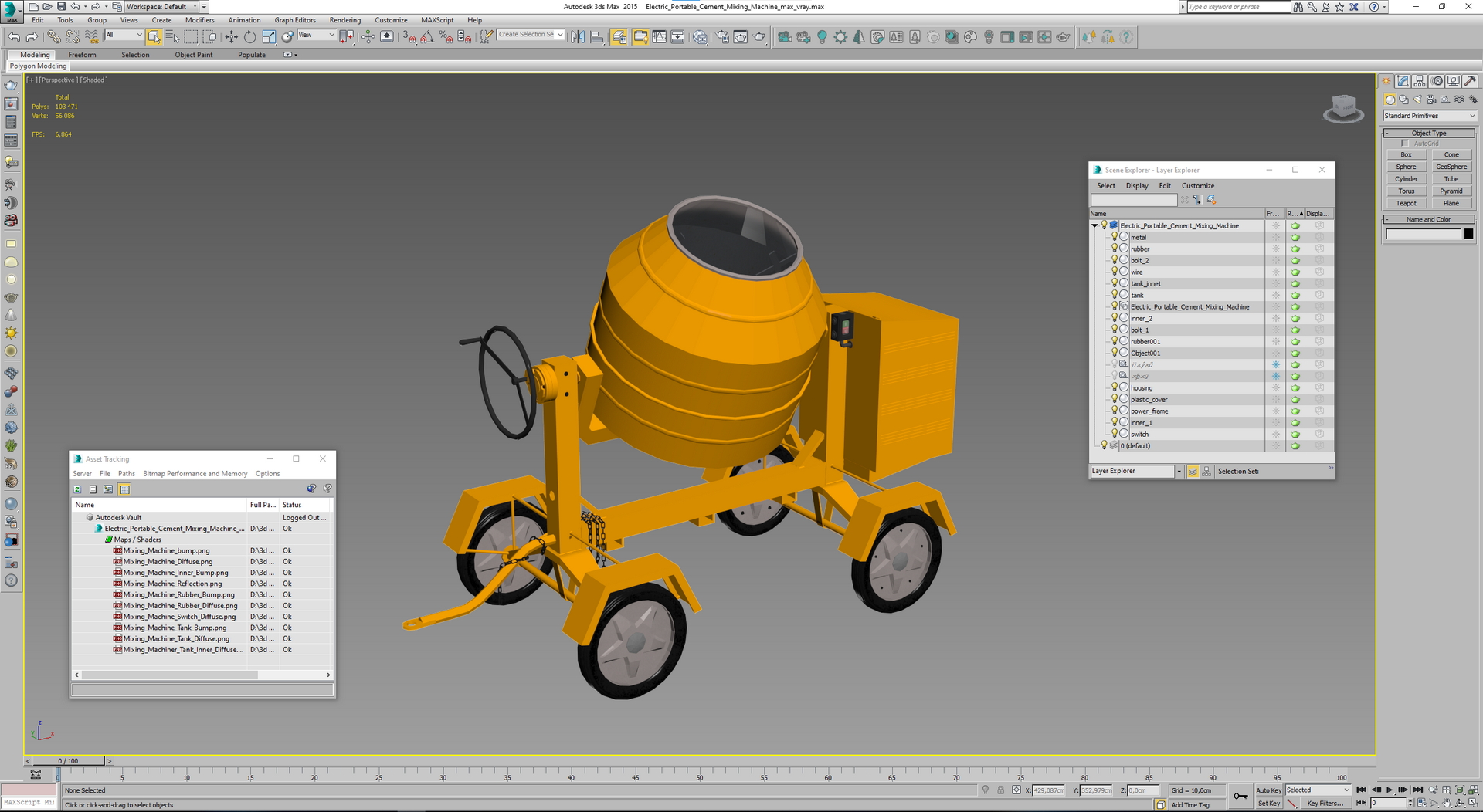 Electric Portable Cement Mixing Machine 3D model