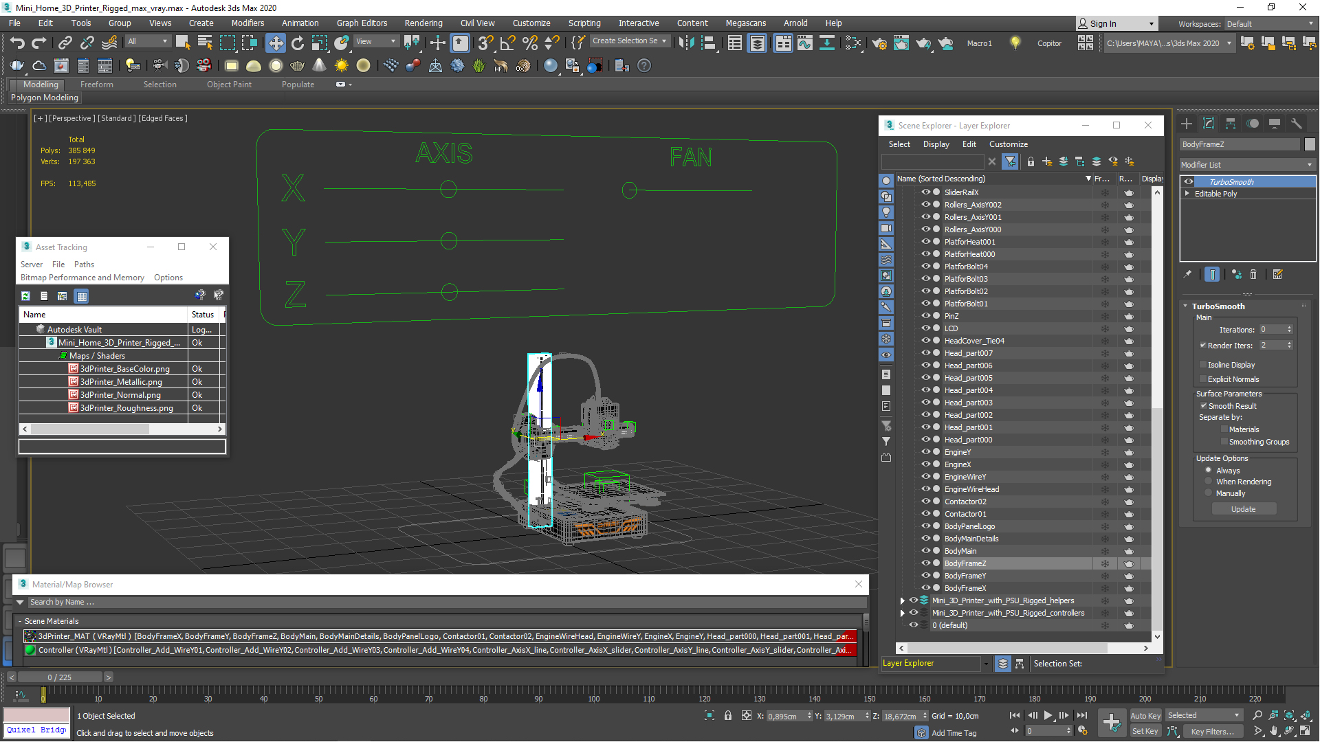 Mini Home 3D Printer Rigged 3D