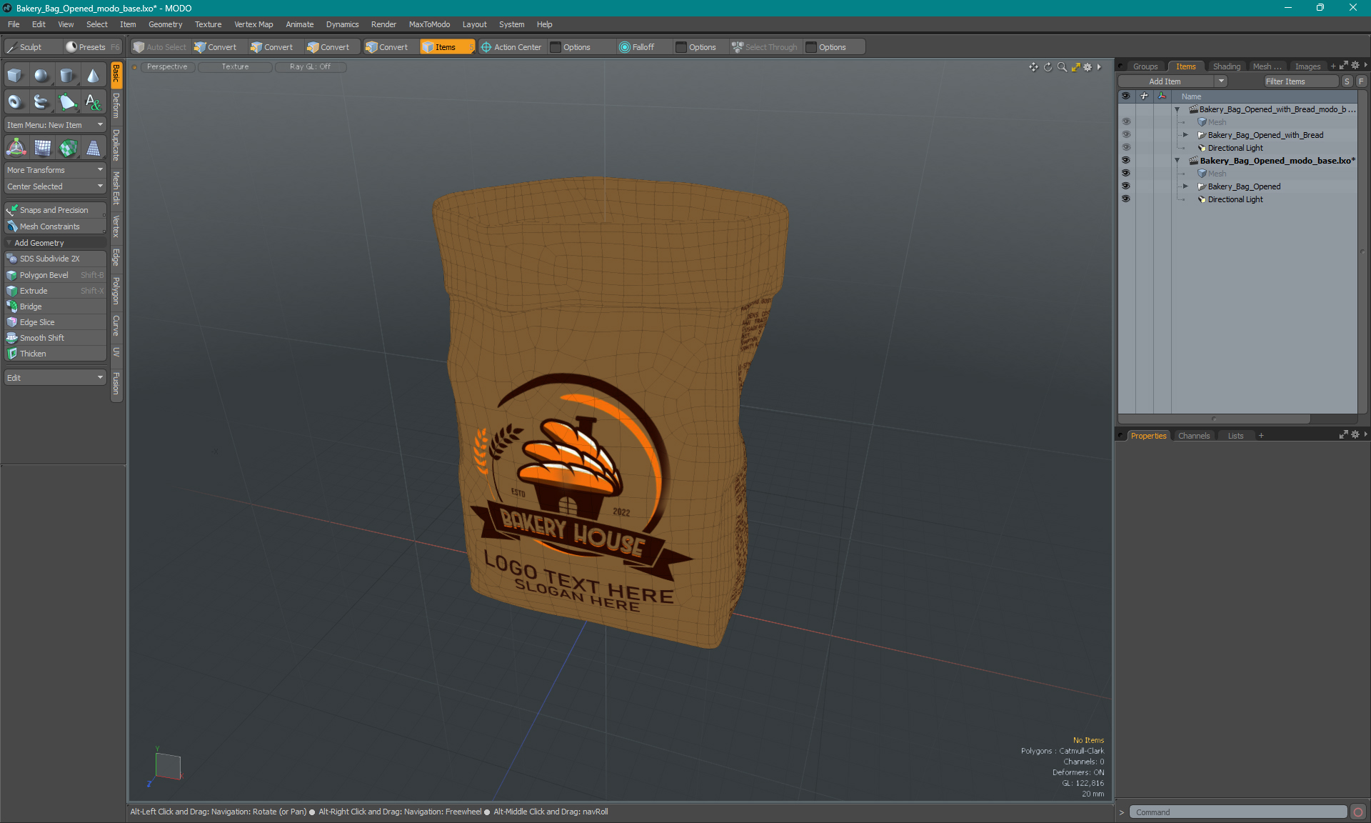 Bakery Bag Opened 3D