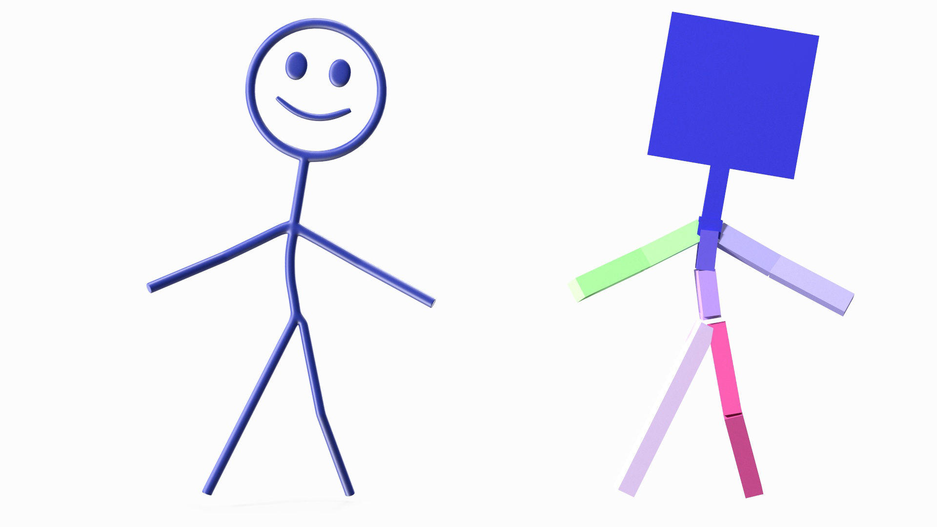 3D Stick Figure Blue Rigged for Maya model