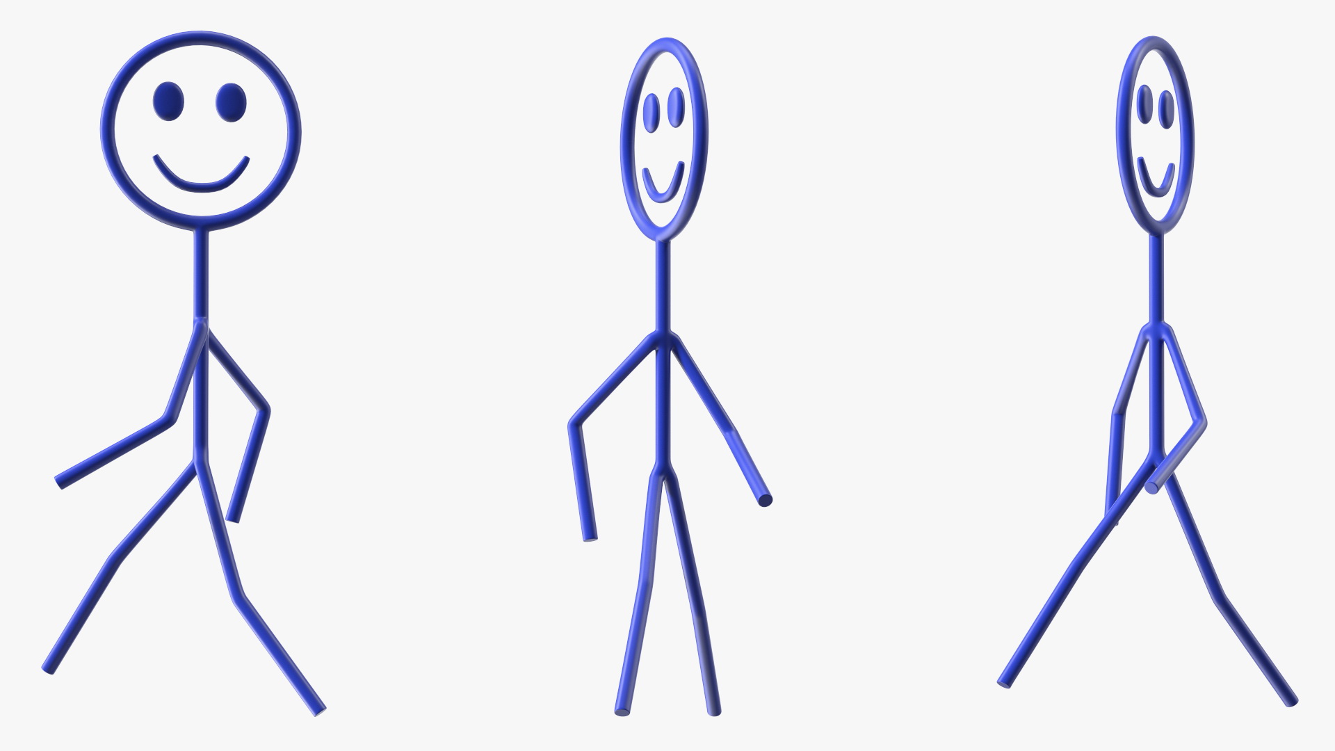 3D Stick Figure Blue Rigged for Maya model