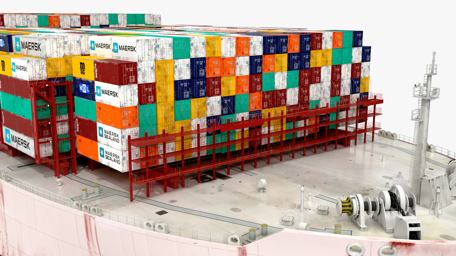 3D Cargo Ship Loaded with Containers model