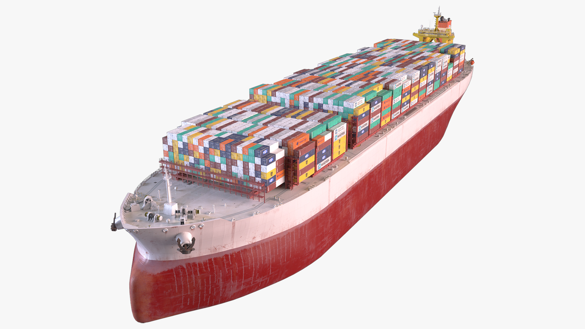 3D Cargo Ship Loaded with Containers model