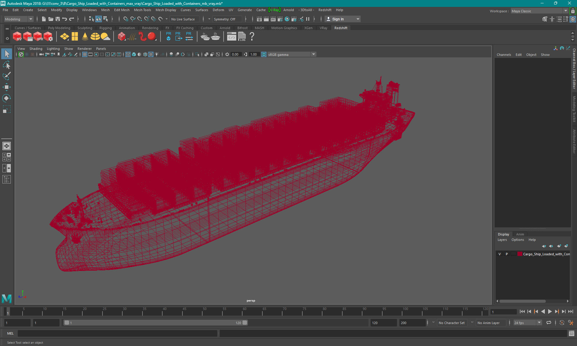 3D Cargo Ship Loaded with Containers model